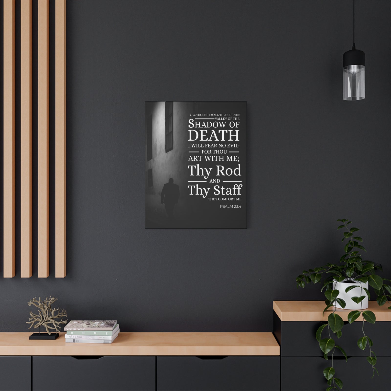 Scripture Canvas Shadow of Death Psalm 23:4 Christian Wall Art Bible Verse Print Ready to Hang-Express Your Love Gifts