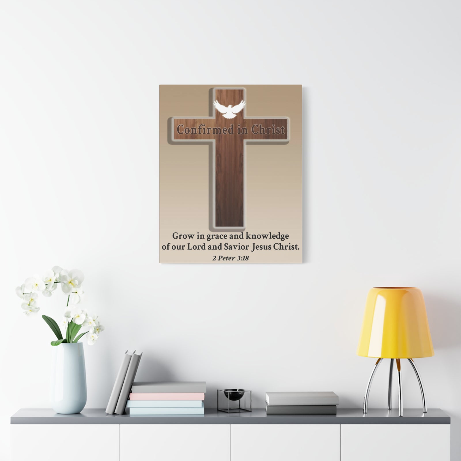 Scripture Walls 2 Peter 3:18 Confirmed in Christ Cross Bible Canvas Christian Wall Art Ready to Hang Unframed-Express Your Love Gifts