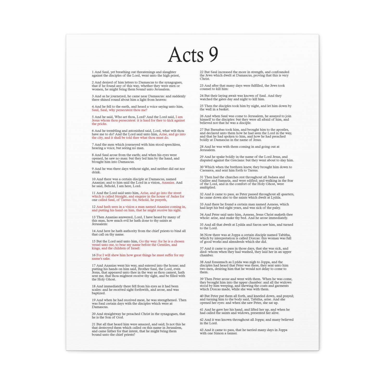 Scripture Walls Acts 9 Conversion of Saul Christ Words in Red Bible Verse Canvas Christian Wall Art Ready to Hang Unframed-Express Your Love Gifts