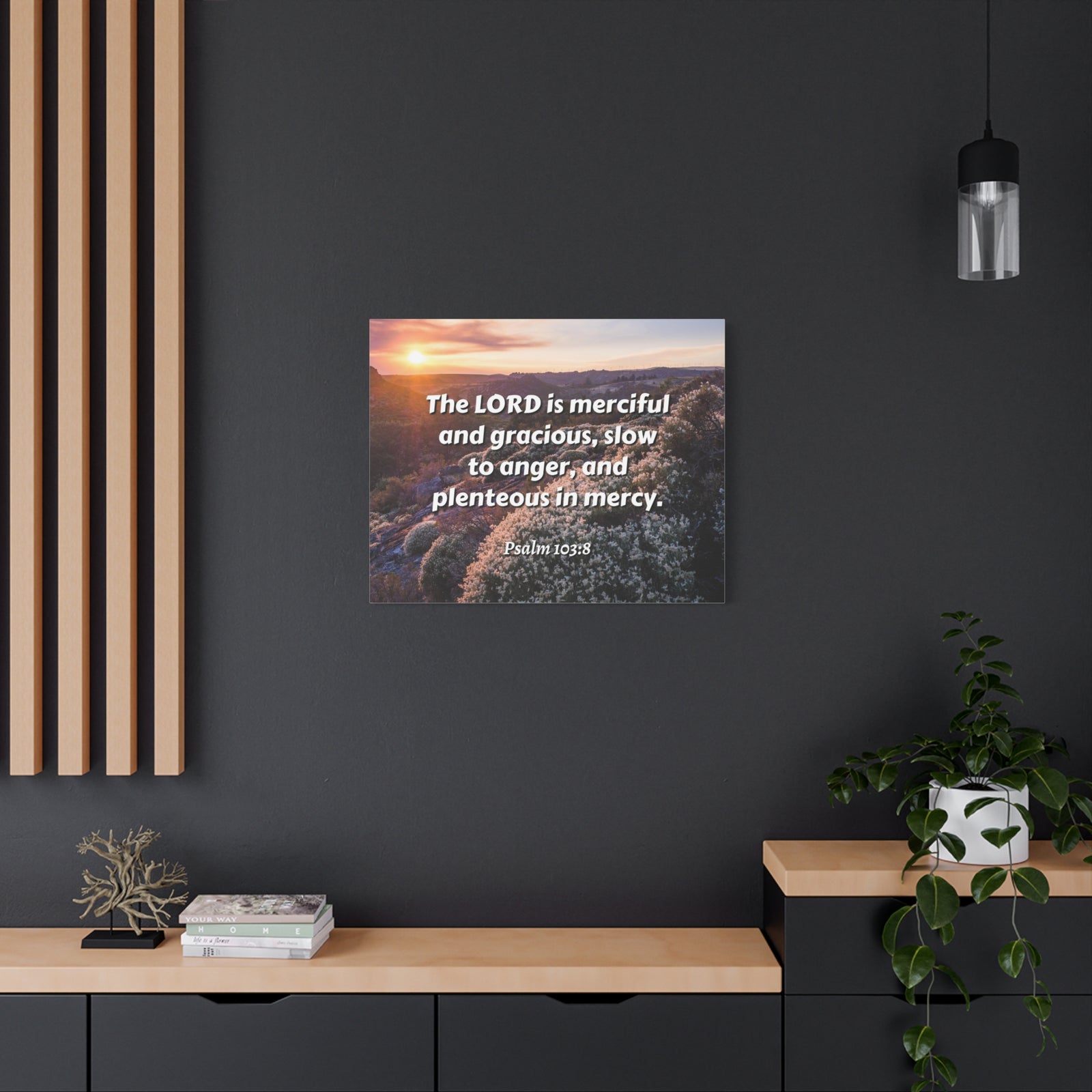 Scripture Canvas Merciful And Gracious Psalm 103:8 Christian Wall Art Bible Verse Print Ready to Hang-Express Your Love Gifts