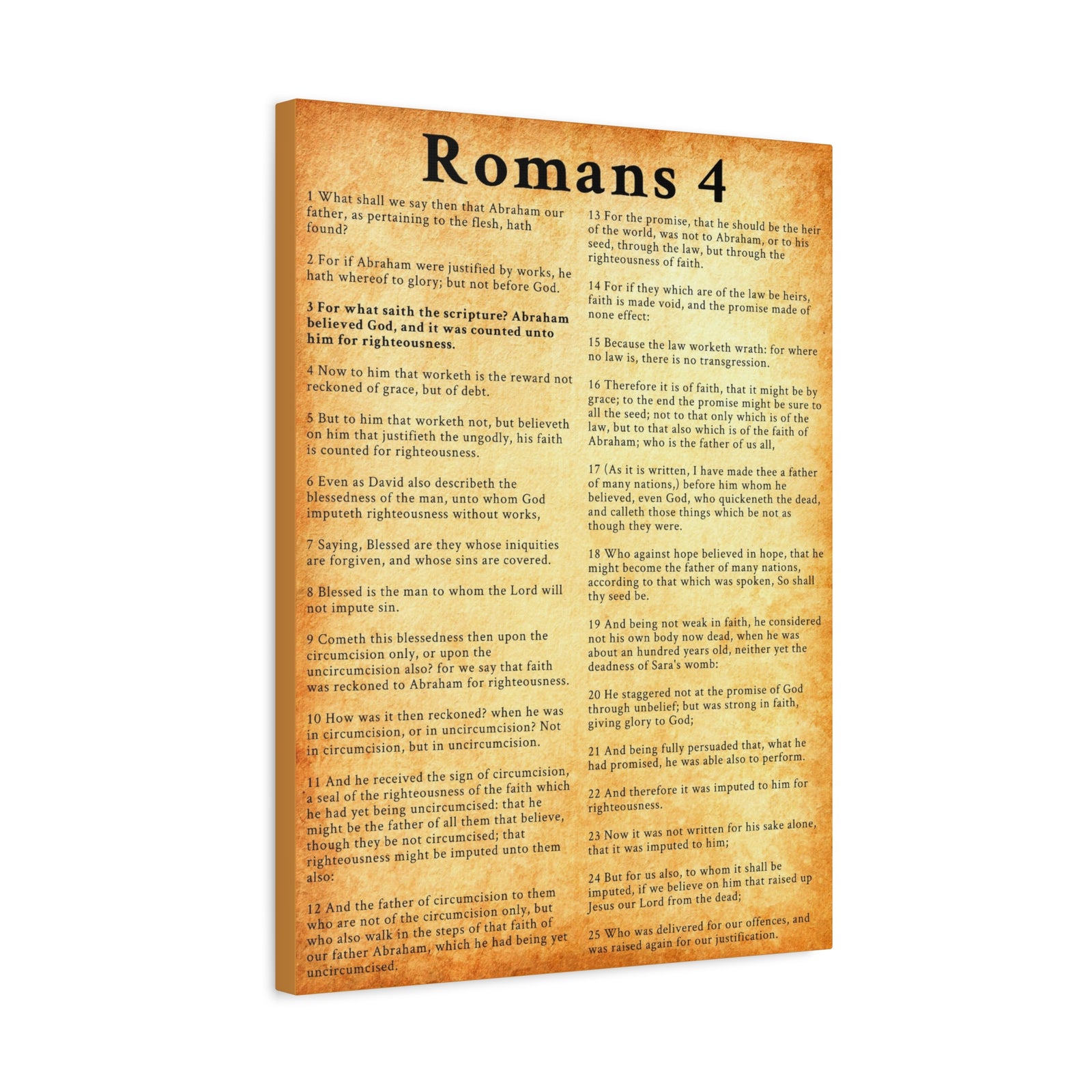 Scripture Walls Romans 4 KJV Gold Bible Chapter Canvas Christian Wall Art Ready to Hang Unframed-Express Your Love Gifts
