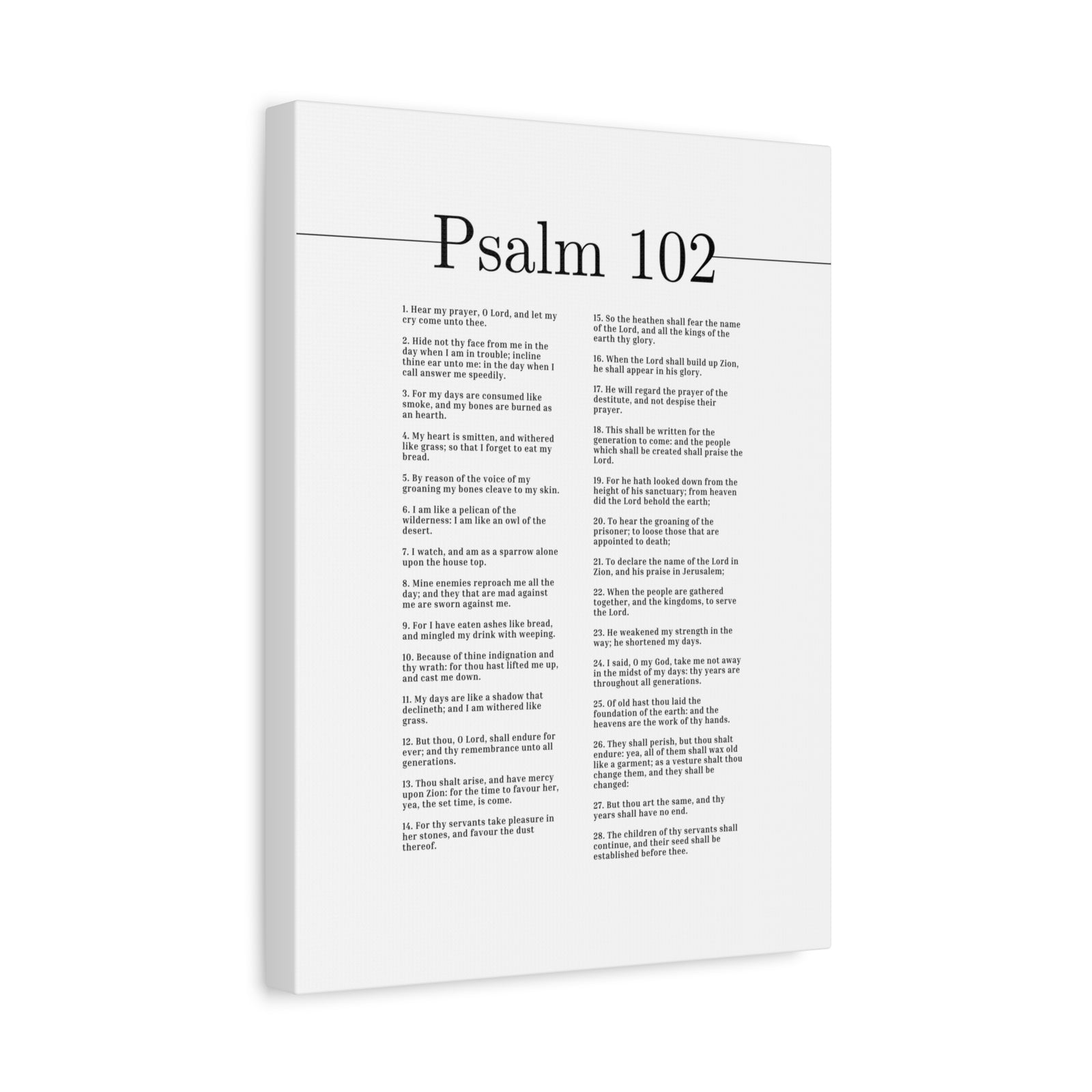 Scripture Canvas Hear My Prayer, O Lord Psalm 102 Christian Wall Art Bible Verse Print Ready to Hang-Express Your Love Gifts