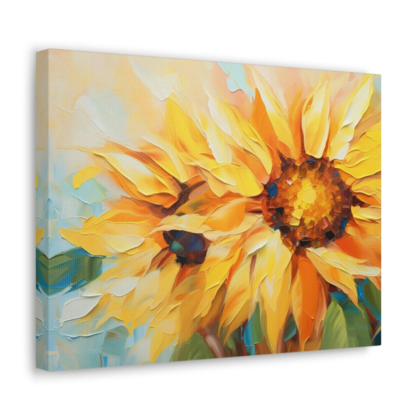 Sunflower Acrylic Painting Contemporary Blossom Canvas Wall Art for Home Decor Ready-to-Hang-Express Your Love Gifts