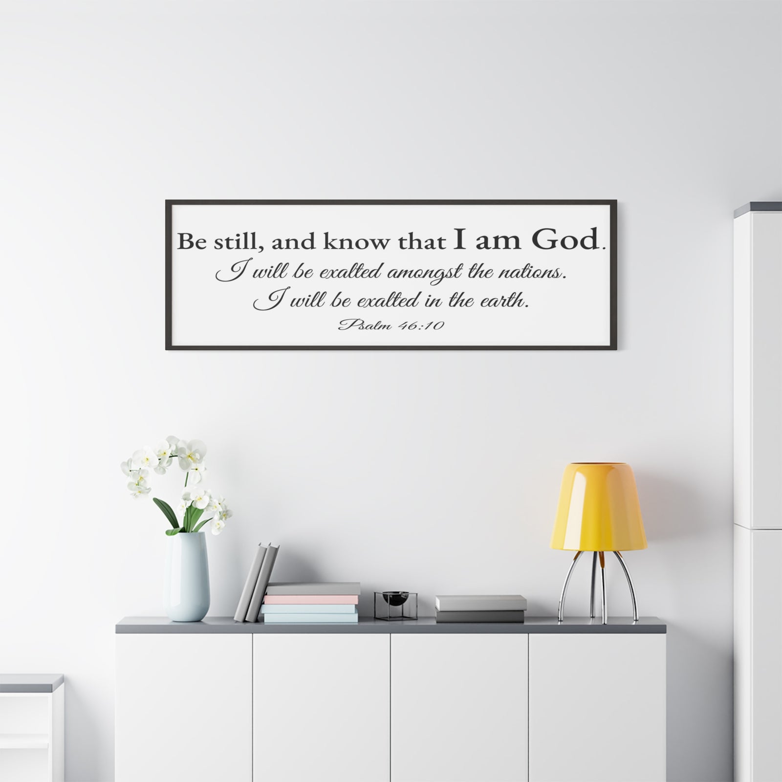 Scripture Walls Psalm 46:10 White Bible Verse Canvas Christian Wall Art Ready to Hang Unframed-Express Your Love Gifts