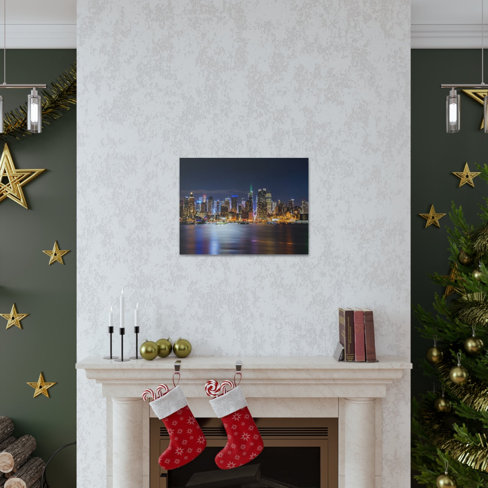 New York Night Skyline Canvas Artwork High-Quality Breathtaking Stunning Cityscape for Home Decor Ready to Hang-Express Your Love Gifts