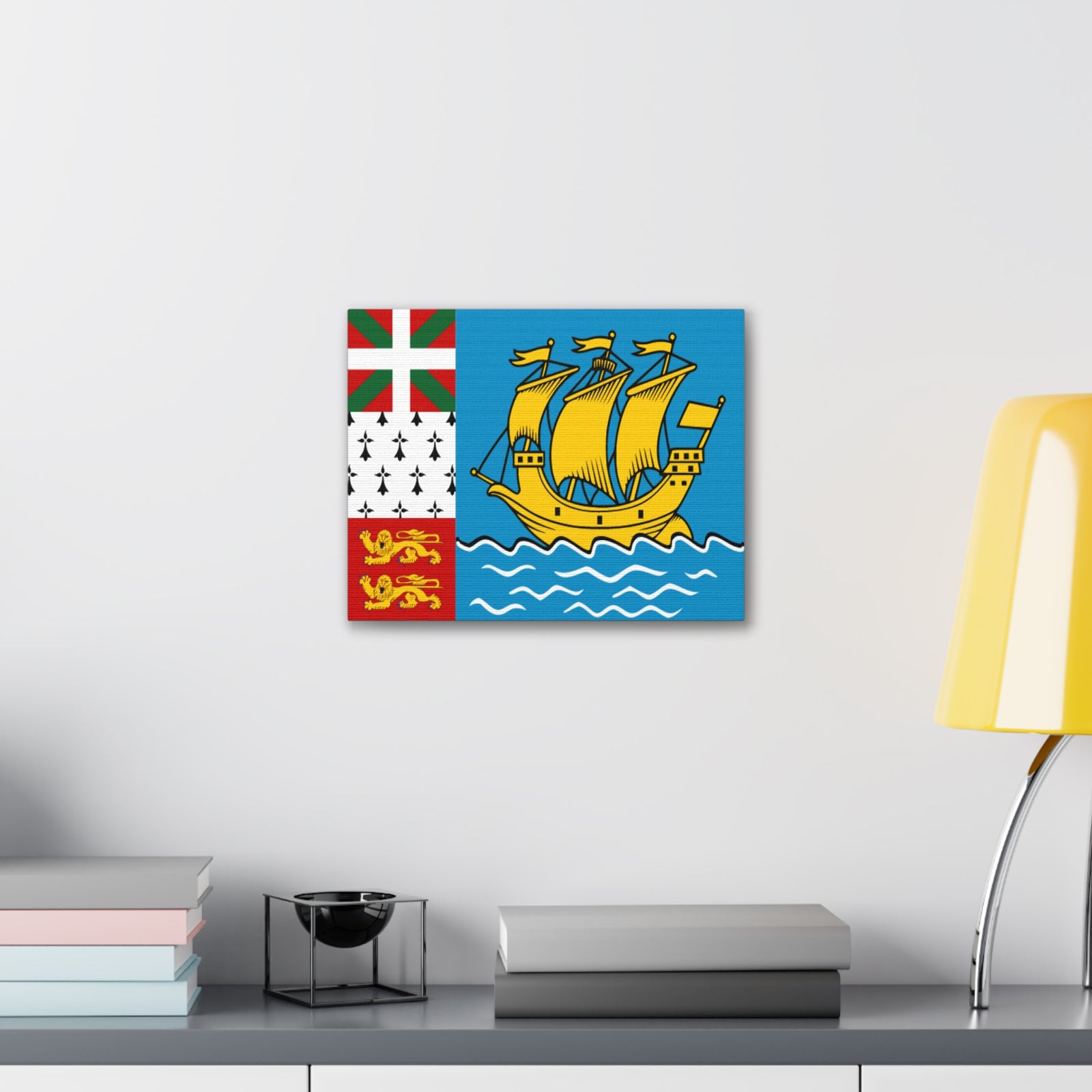 Saint Pierre and Miquelon Country Flag Canvas Vibrant Wall Art Unframed Home Decor-Express Your Love Gifts