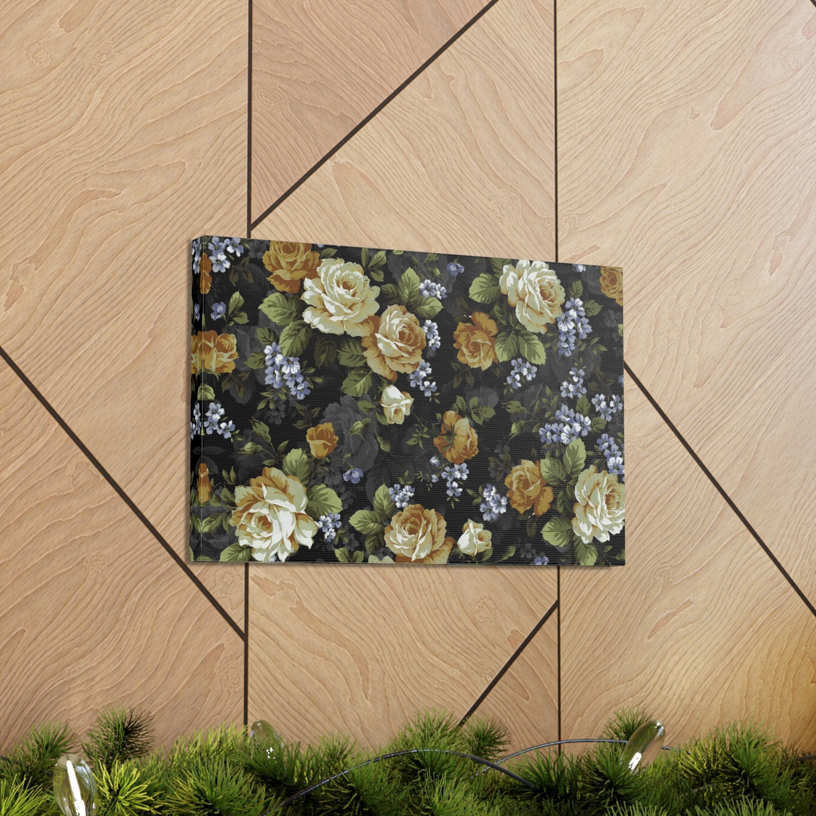 Monochrome Rose And Gray Small Flowers Flower Canvas Wall Art for Home Decor Ready-to-Hang-Express Your Love Gifts