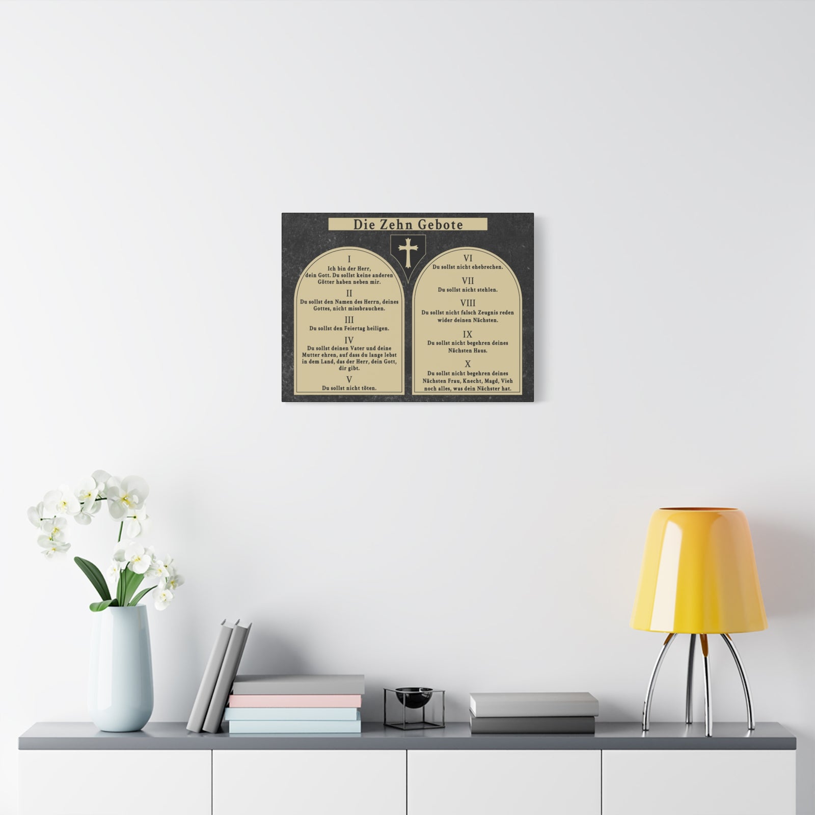 Scripture Walls Die Zehn Gebote Ten Commandments Tablets German Bible Verse Canvas Christian Wall Art Ready to Hang Unframed-Express Your Love Gifts