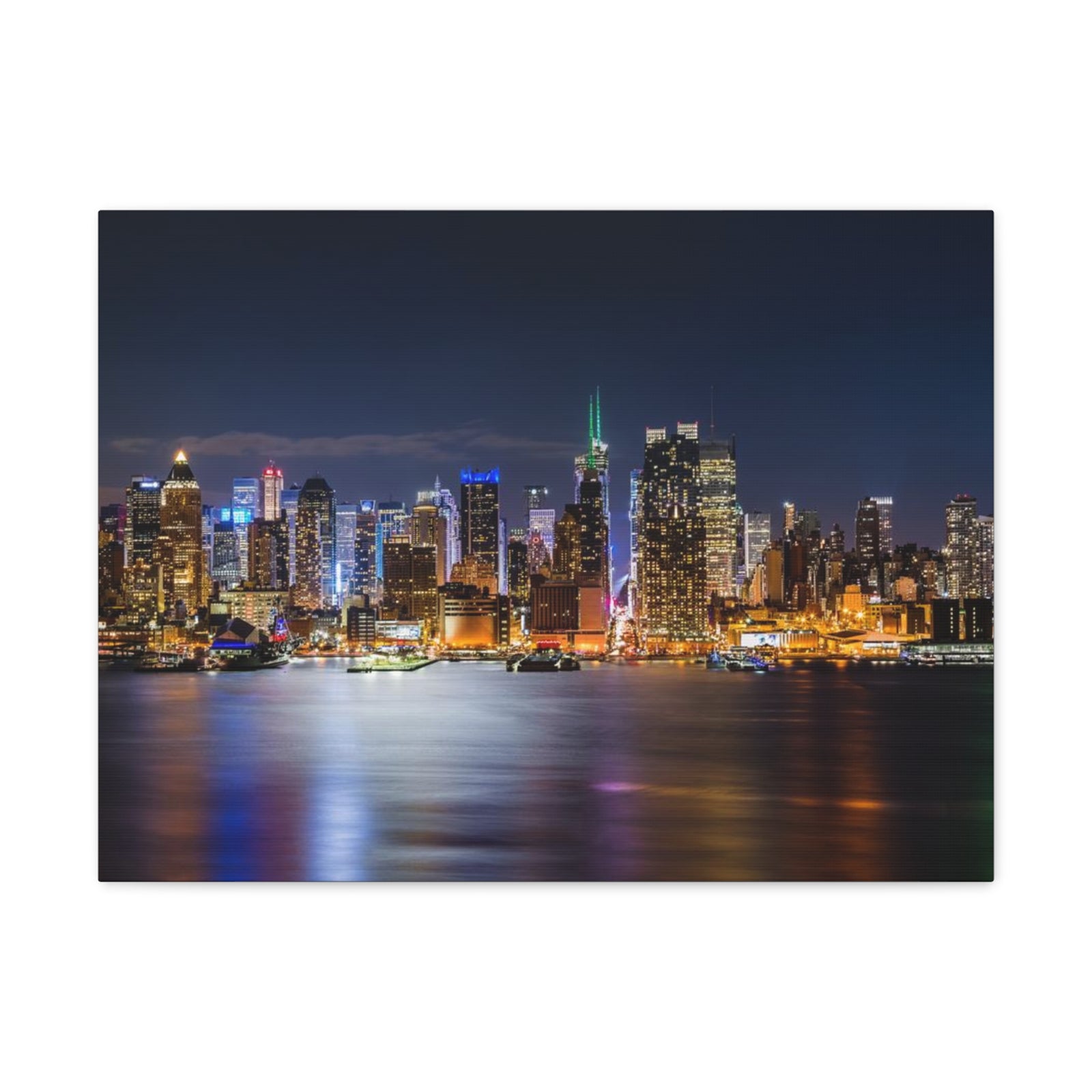 New York Night Skyline Canvas Artwork High-Quality Breathtaking Stunning Cityscape for Home Decor Ready to Hang-Express Your Love Gifts