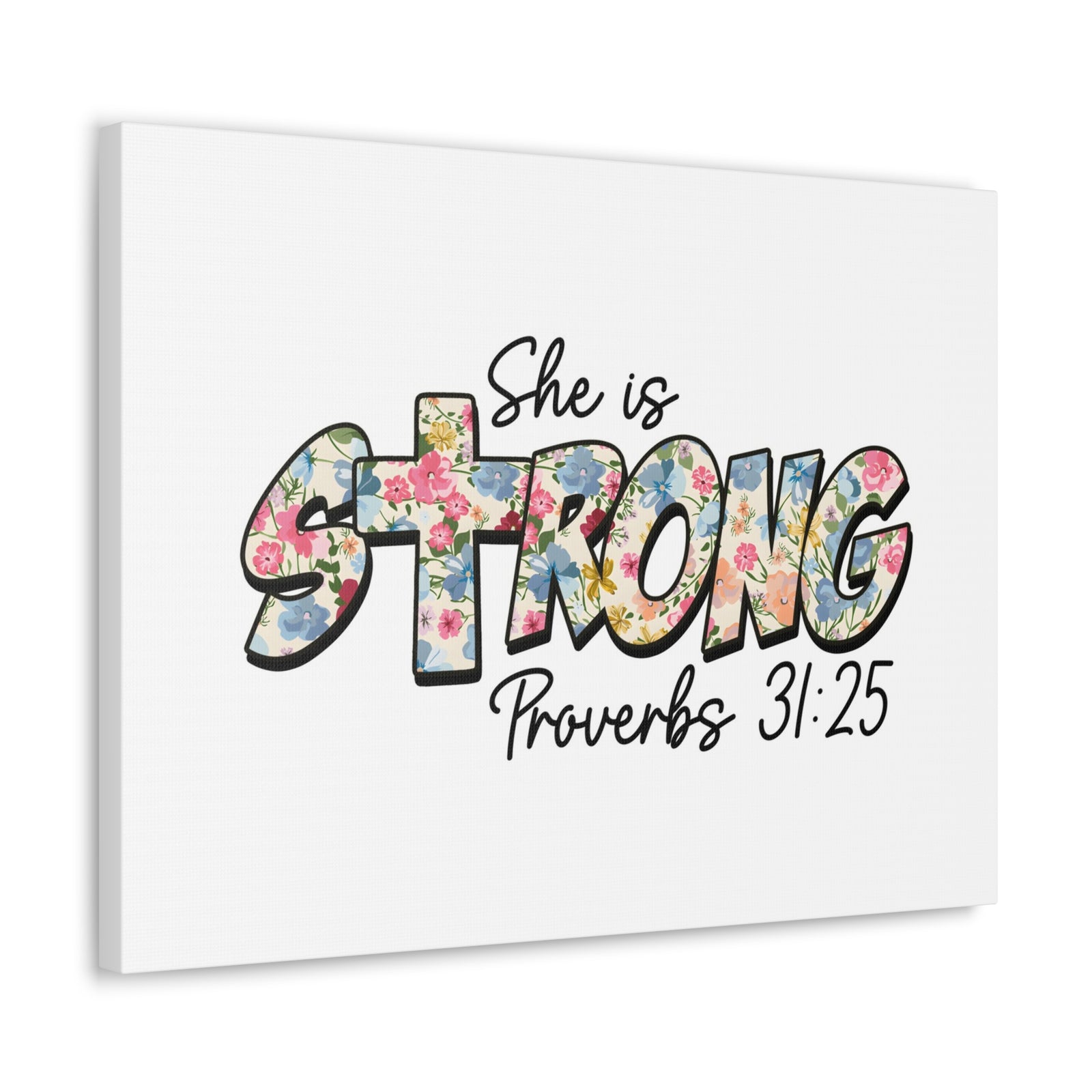 Scripture Walls Proverbs 31:25 She is Strong Bible Verse Canvas Christian Wall Art Ready to Hang Unframed-Express Your Love Gifts
