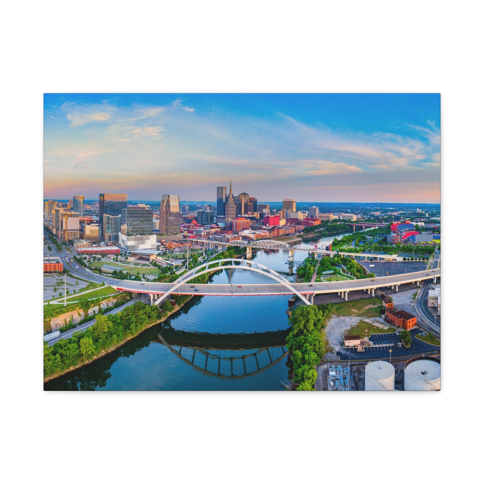 Nashville Daytime Skyline Canvas Artwork High-Quality Breathtaking Stunning Cityscape for Home Decor Ready to Hang-Express Your Love Gifts