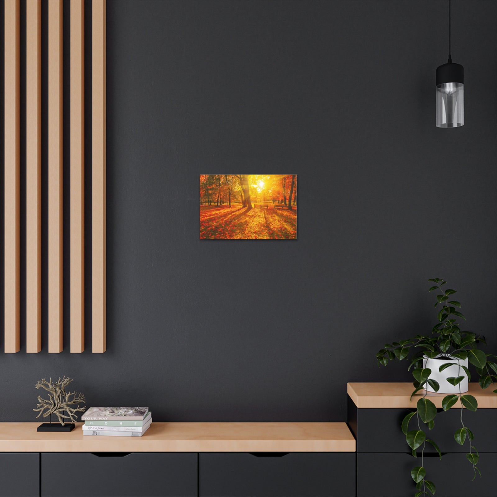 Sunrise Autumn Park Nature Wilderness Photography Canvas Wall Art for Home Decor Ready-to-Hang-Express Your Love Gifts