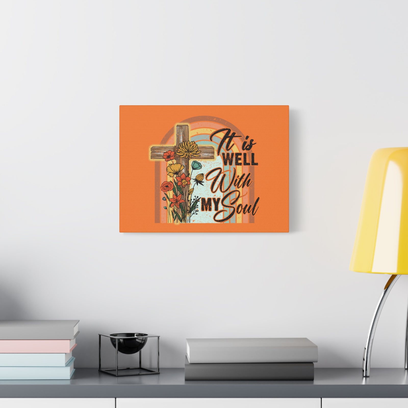 Scripture Canvas With My Soul Psalm 42:7 Bright Orange Christian Wall Art Bible Verse Print Ready to Hang-Express Your Love Gifts