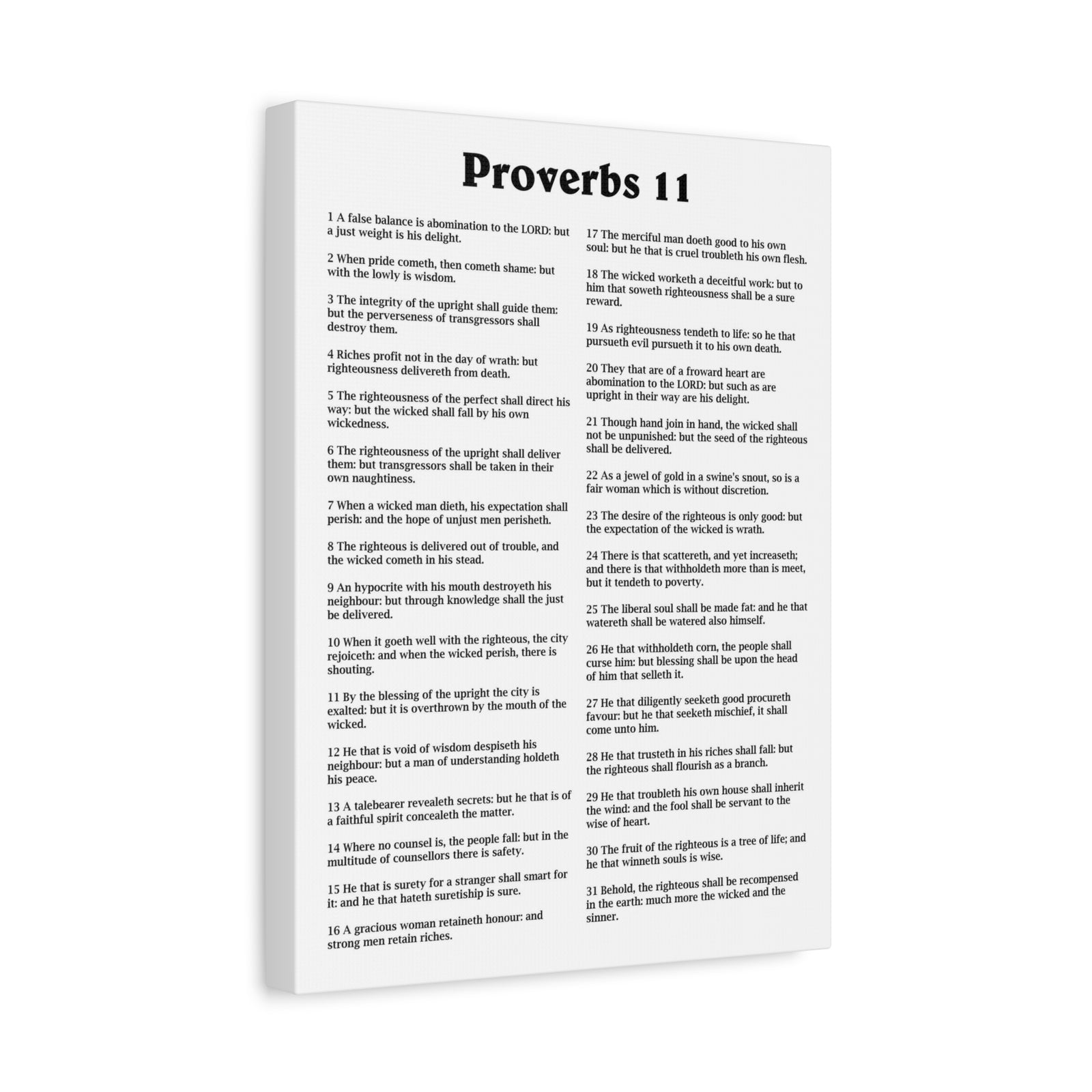Scripture Walls Proverbs Chapter 11 White Bible Canvas Christian Wall Art Ready to Hang Unframed-Express Your Love Gifts