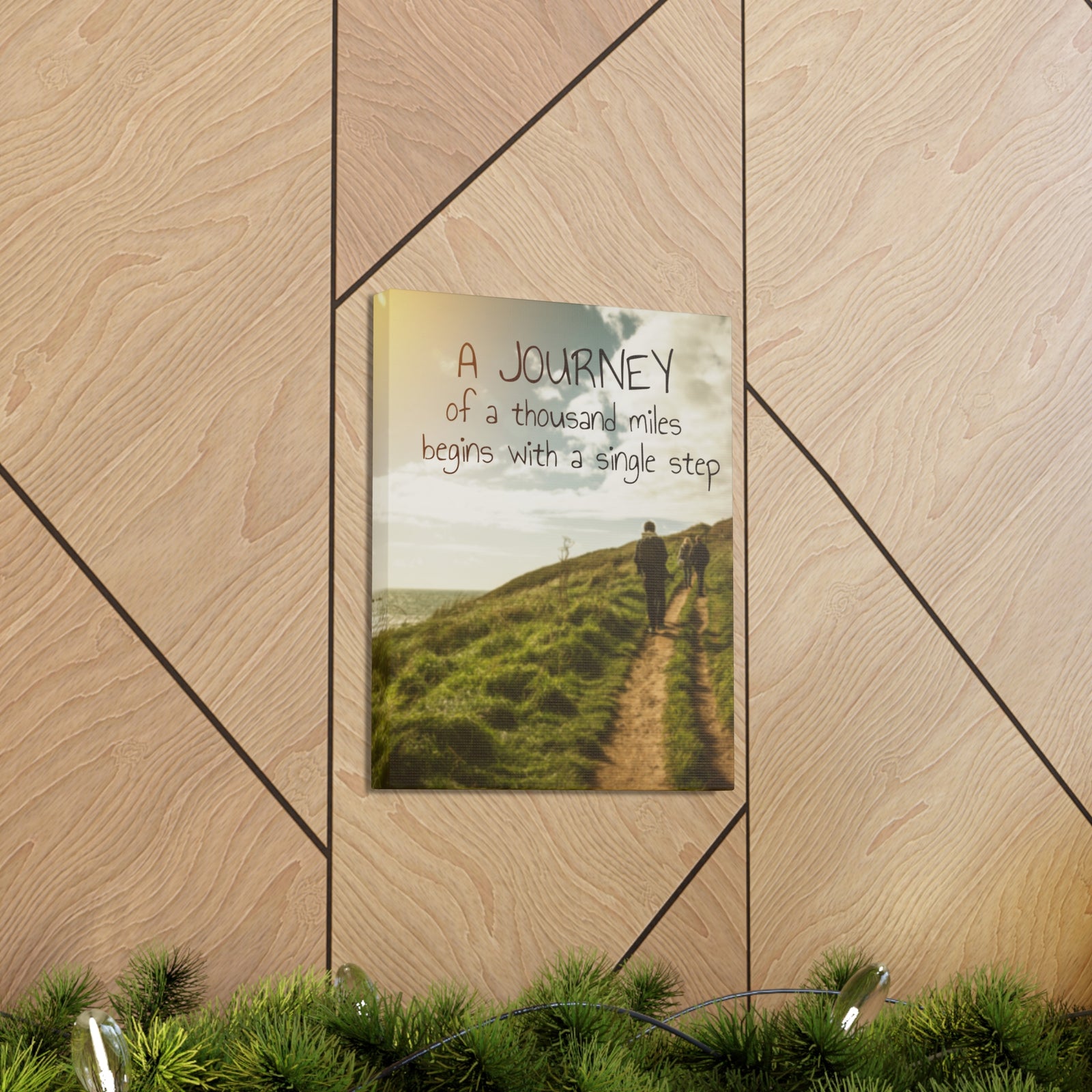 Inspirational Quote Canvas A Journey Of A Thousand Miles Motivational Print Ready to Hang Artwork-Express Your Love Gifts
