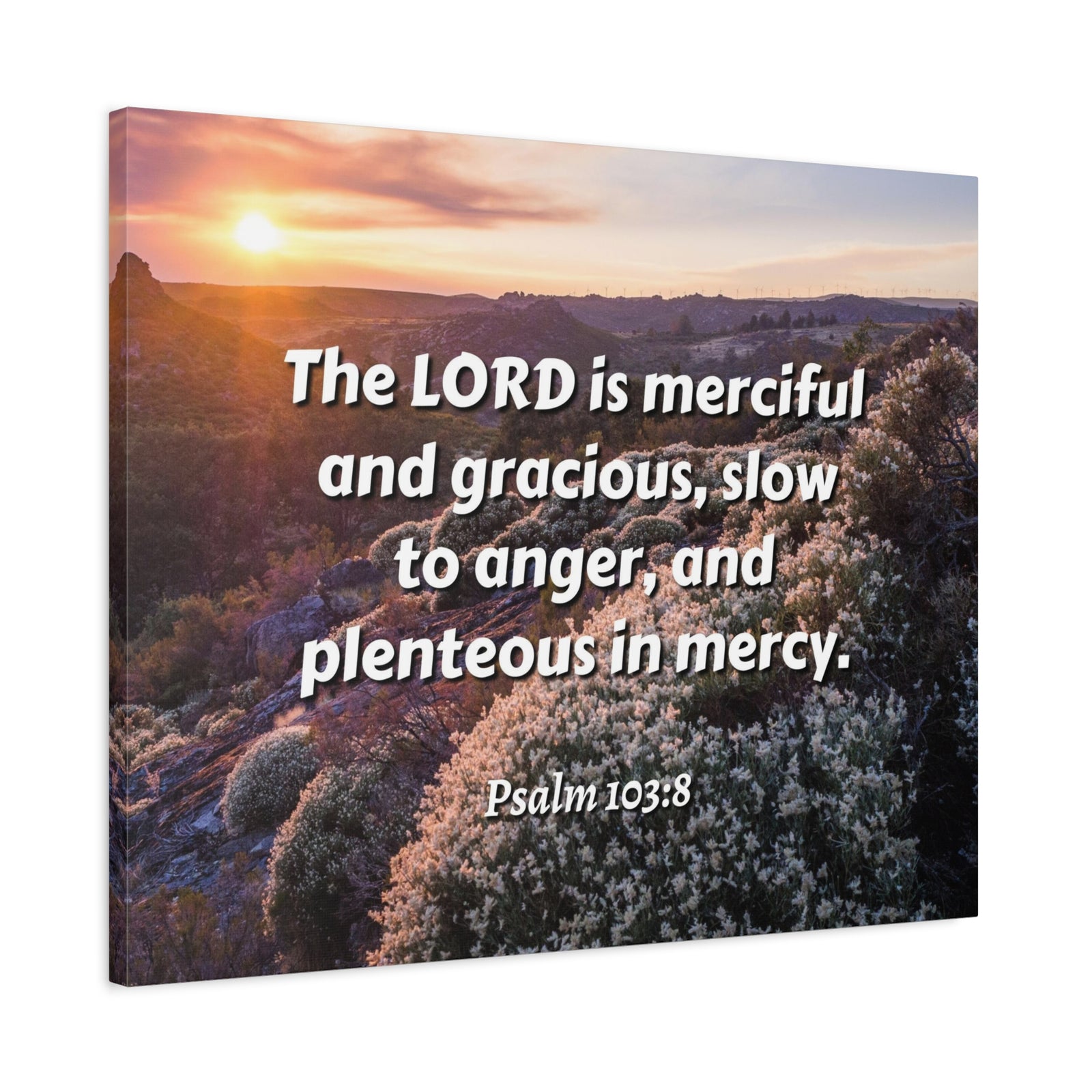Scripture Canvas Merciful And Gracious Psalm 103:8 Christian Wall Art Bible Verse Print Ready to Hang-Express Your Love Gifts