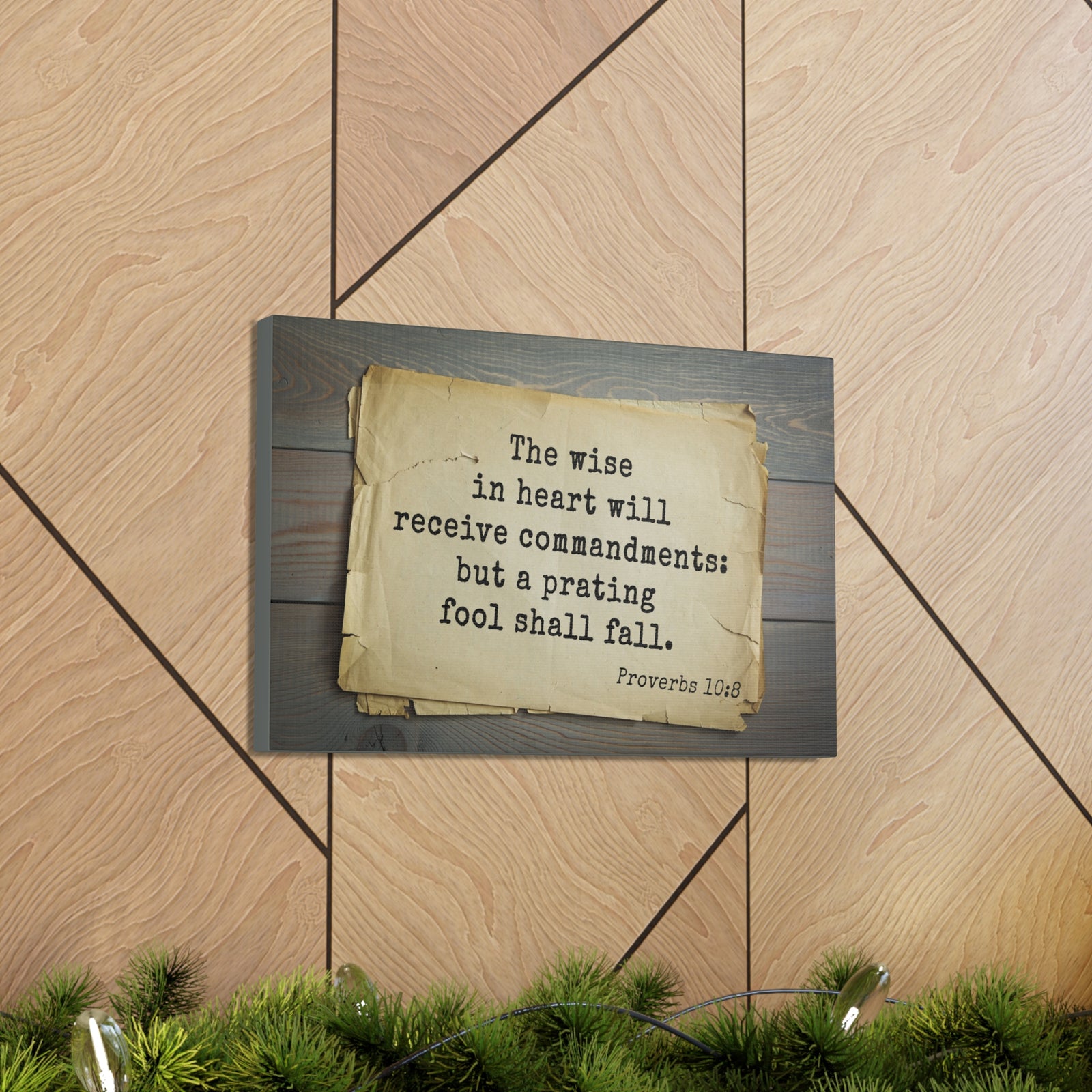 Scripture Canvas The Wise Proverbs 10:8 Christian Wall Art Bible Verse Print Ready to Hang-Express Your Love Gifts