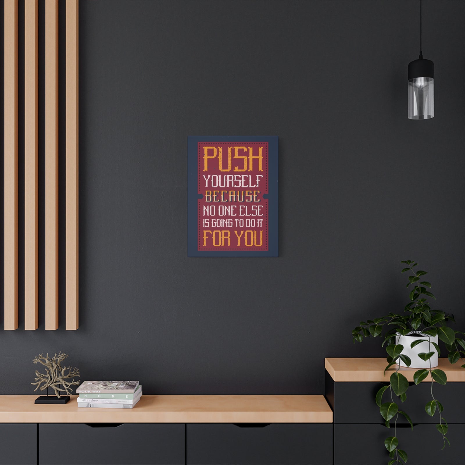 Inspirational Quote Canvas Push Yourself Wall Art Motivational Motto Inspiring Prints Artwork Decor Ready to Hang-Express Your Love Gifts