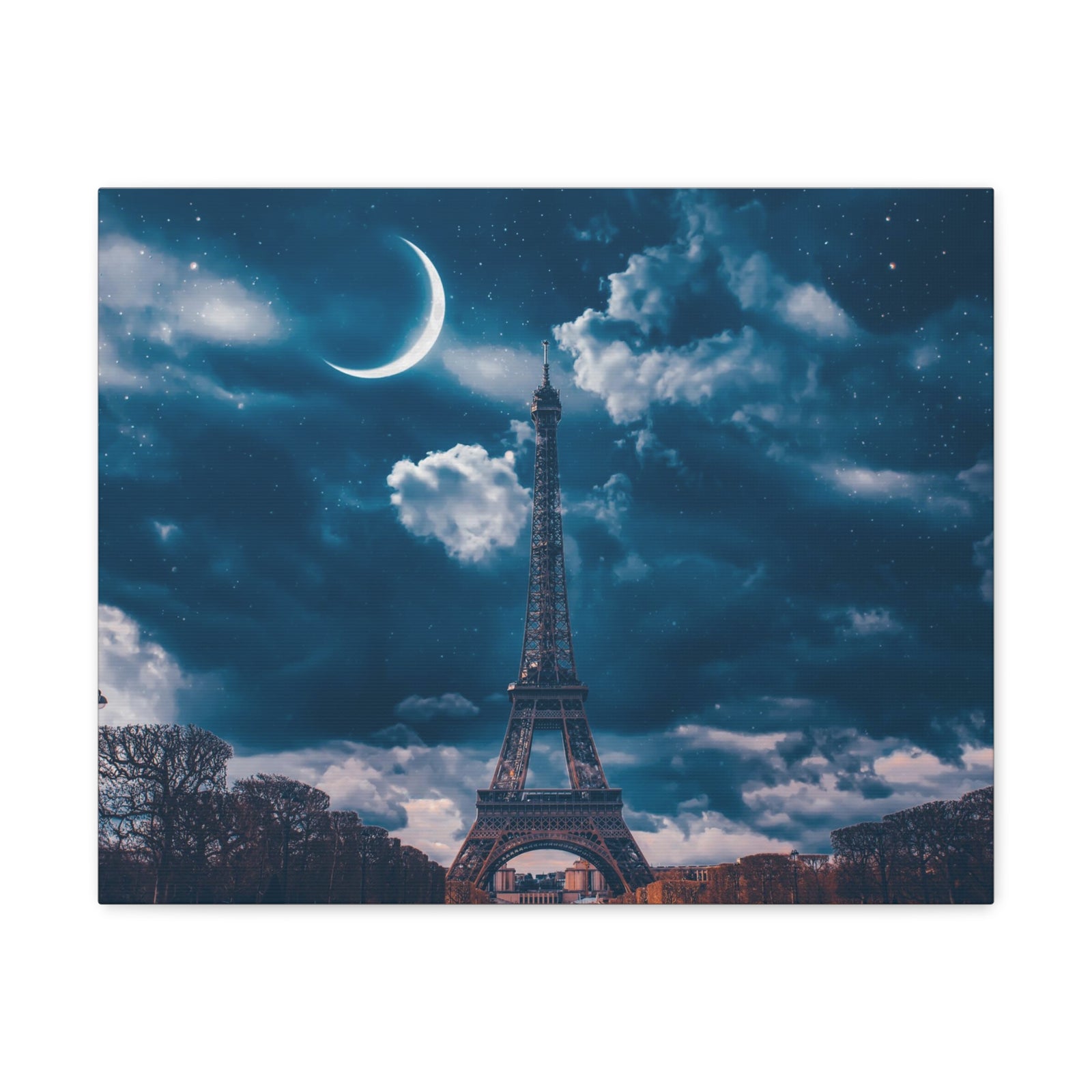 Paris Eiffel Tower Moon France Canvas Artwork High-Quality Breathtaking French City for Home Decor Ready to Hang-Express Your Love Gifts