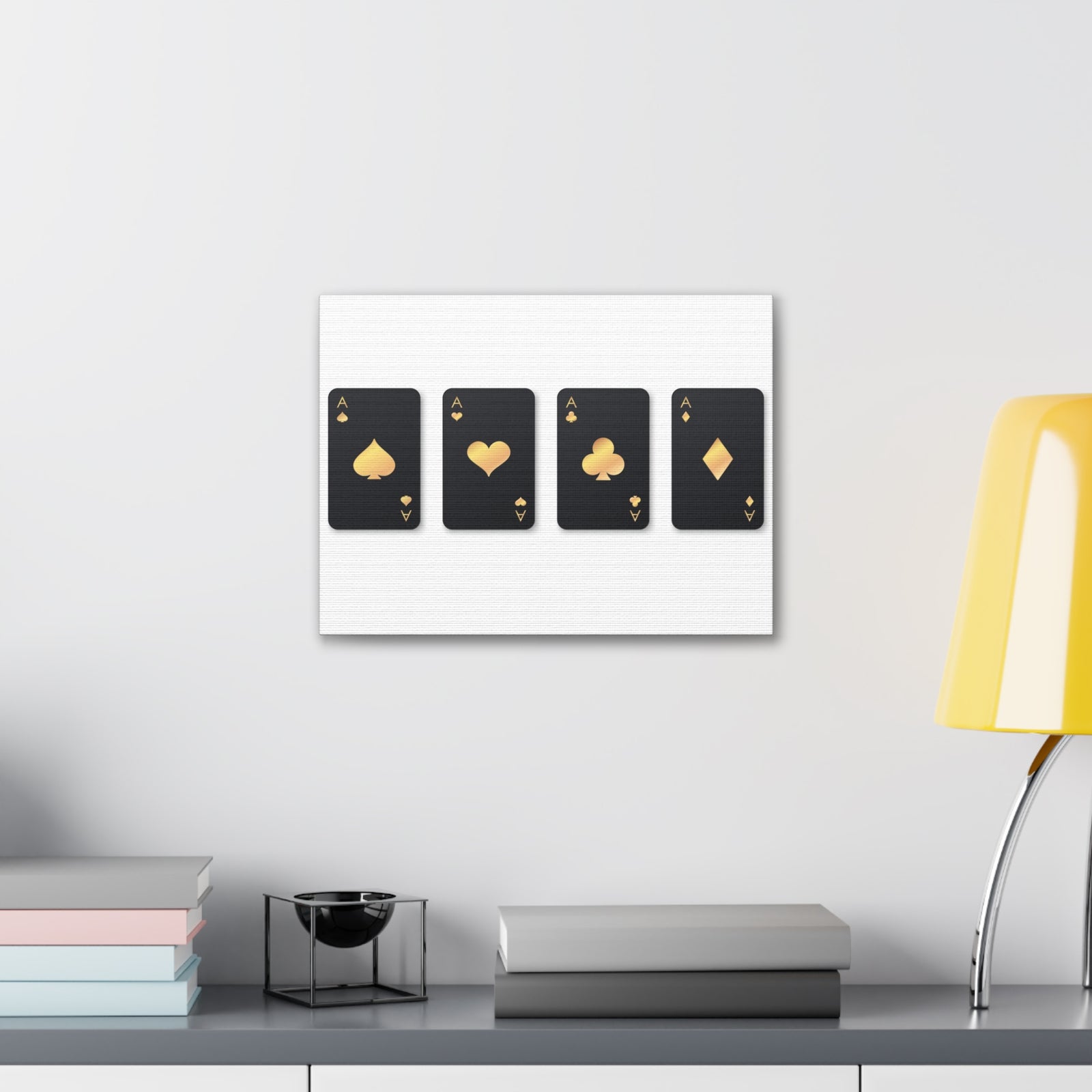 Four Black Aces Card Suits Playing Card Canvas Wall Art for Home Decor Ready-to-Hang-Express Your Love Gifts