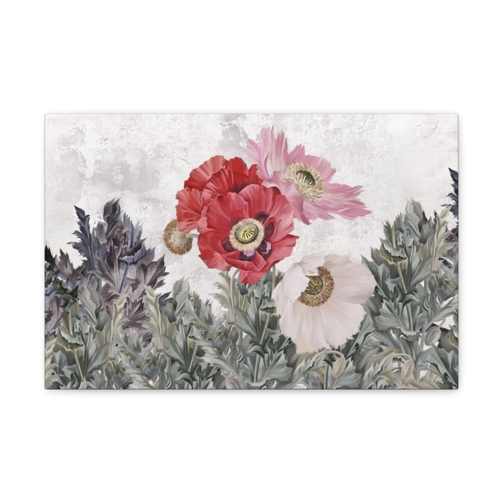 Poppies Flowers Illustration Flower Canvas Wall Art for Home Decor Ready-to-Hang-Express Your Love Gifts