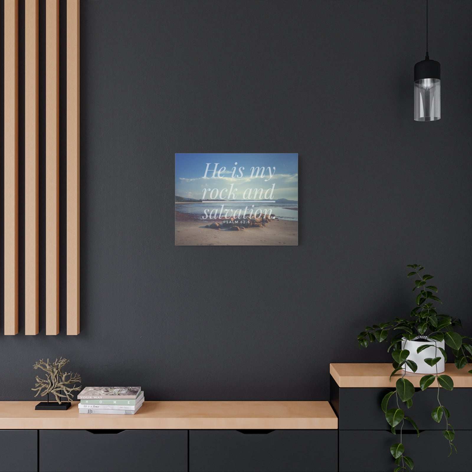 Scripture Canvas My Rock And Salvation Psalm 62:6 Christian Wall Art Bible Verse Print Ready to Hang-Express Your Love Gifts