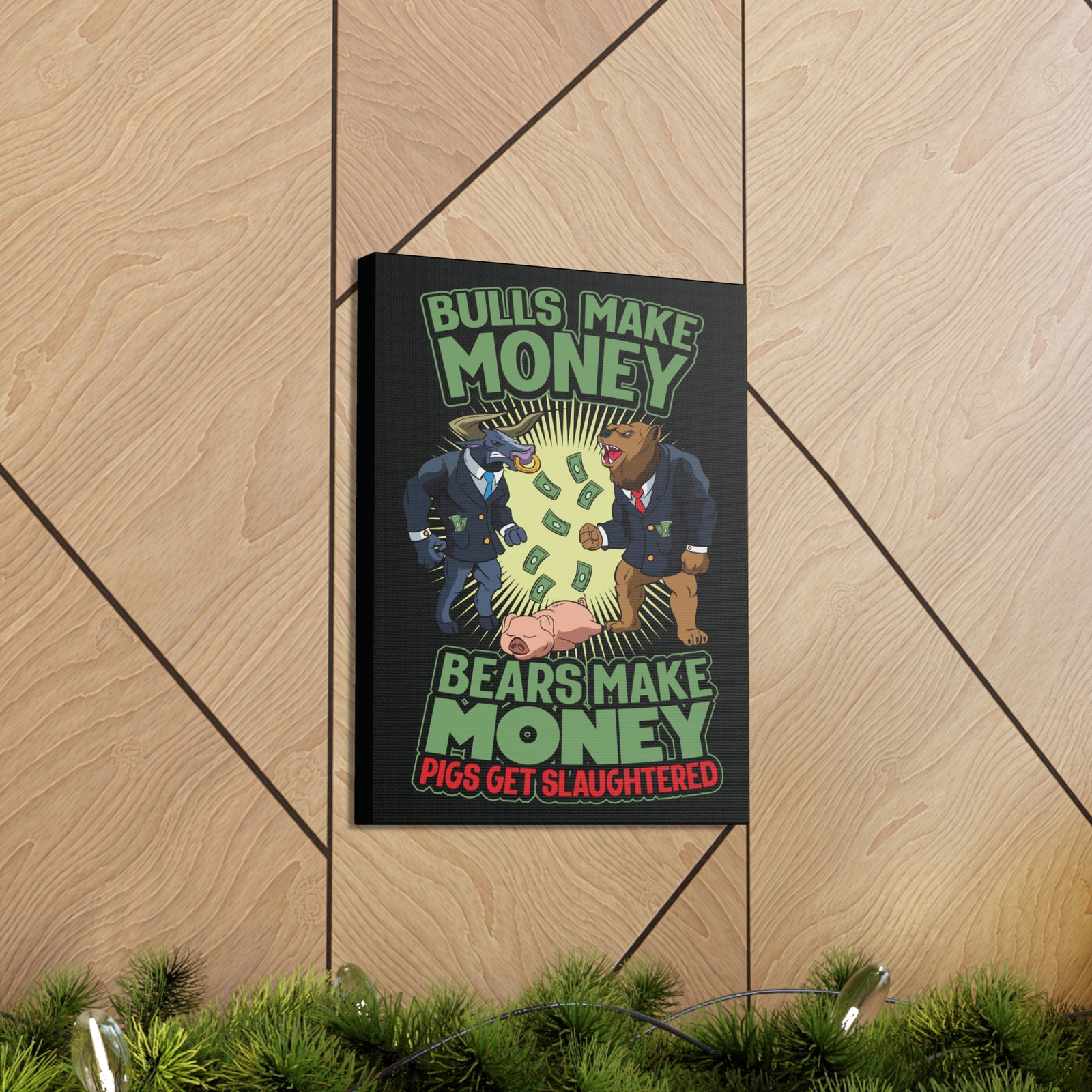 Stock Market Wall Art Gifts for Trader Bulls Bears Pigs Canvas Wall Street Quote Wall Art-Express Your Love Gifts