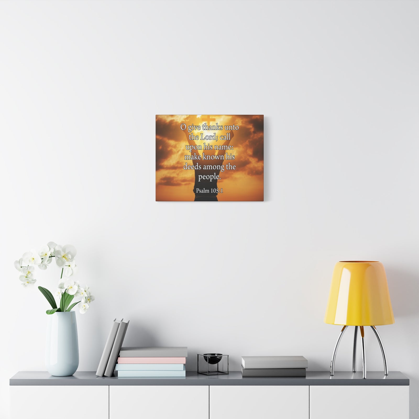 Bible Verse Canvas Give Thanks Unto the Lord Psalm 105:1Christian Home Decor Scripture Art-Express Your Love Gifts