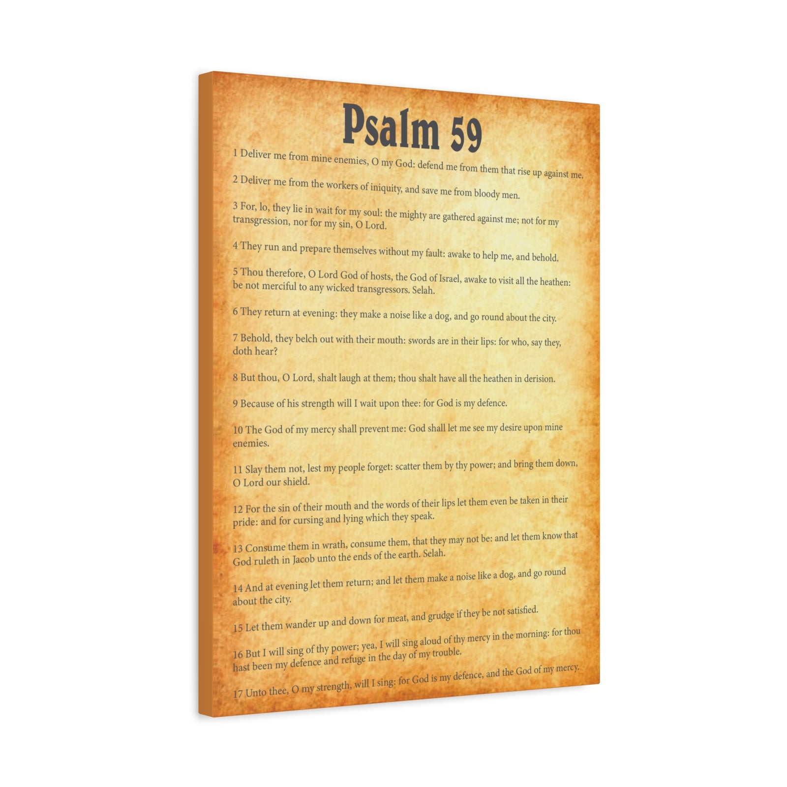 Scripture Walls Psalm 59 Gold Bible Chapter Canvas Christian Wall Art Ready to Hang-Express Your Love Gifts