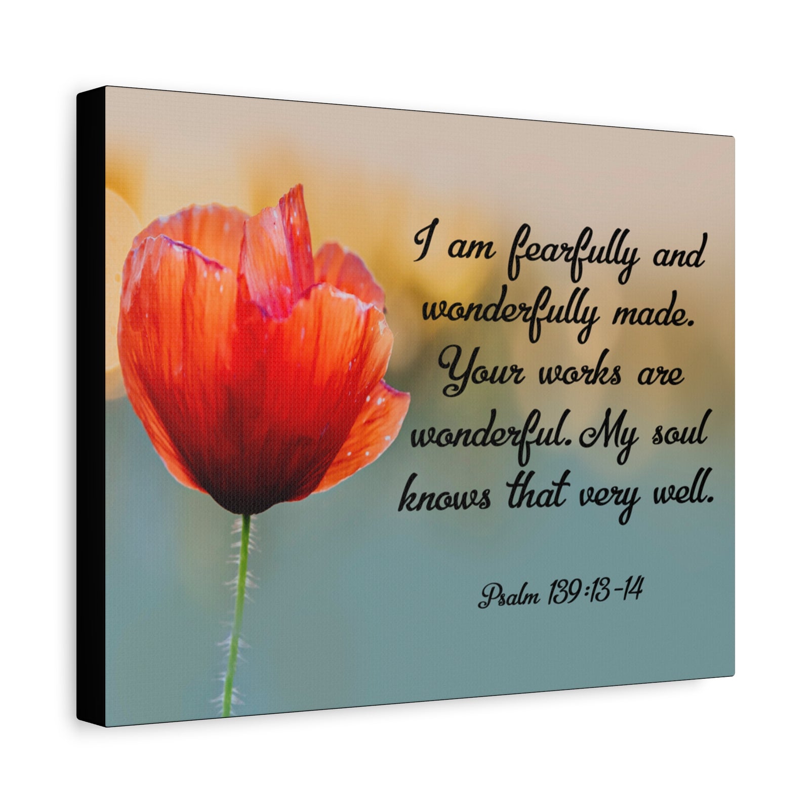 Bible Verse Canvas I Am Fearfully and Wonderfully Made Psalm 139:13-14 Christian Home Décor Wall Art Scripture Ready to Hang Faith Print-Express Your Love Gifts