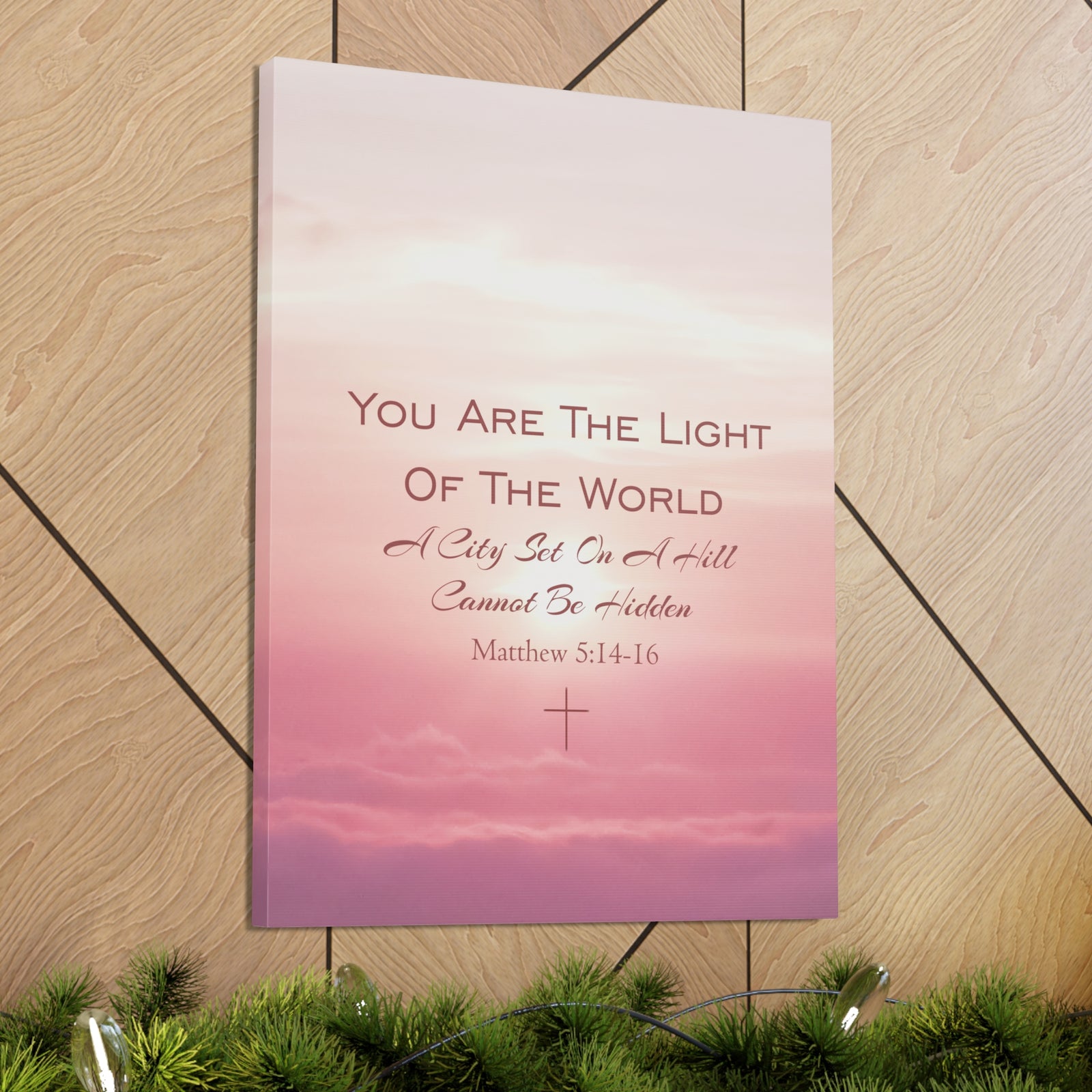 Scripture Canvas You Are The Light Matthew 5:14-16 Christian Wall Art Bible Verse Print Ready to Hang-Express Your Love Gifts