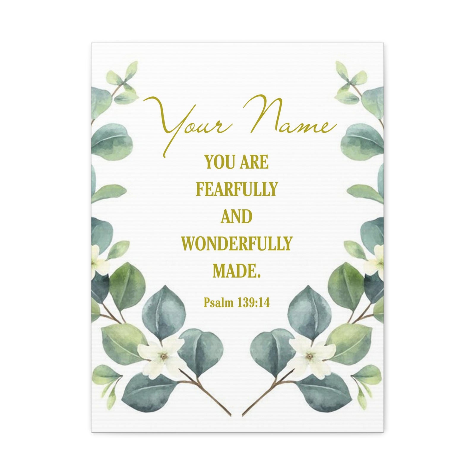 Personalized Psalm 139:14 Bible Verse Canvas Christian Wall Art Ready to Hang-Express Your Love Gifts