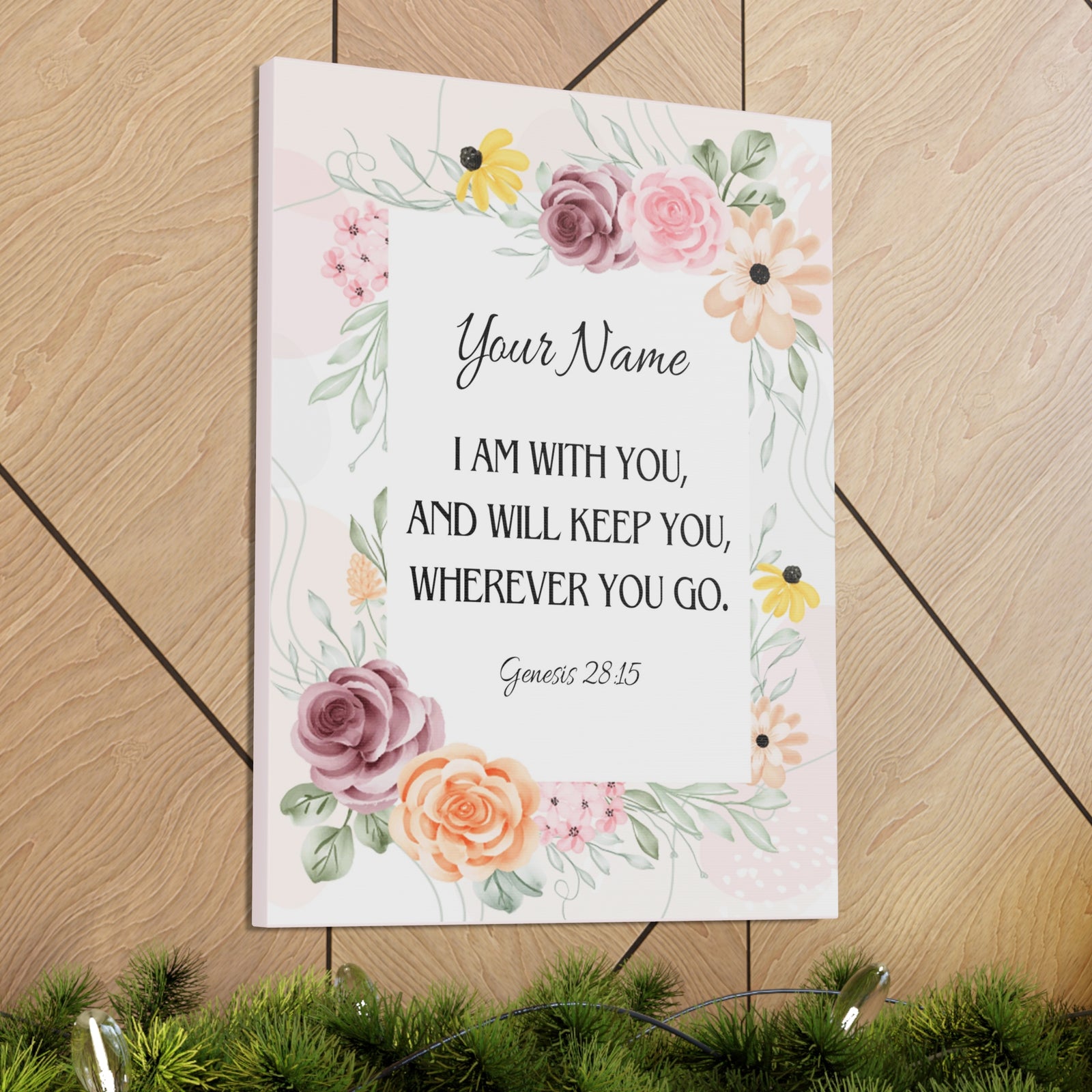 Scripture Walls Personalized Genesis 28:15 I Am With You Bible Chapter Canvas Christian Wall Art Ready to Hang-Express Your Love Gifts