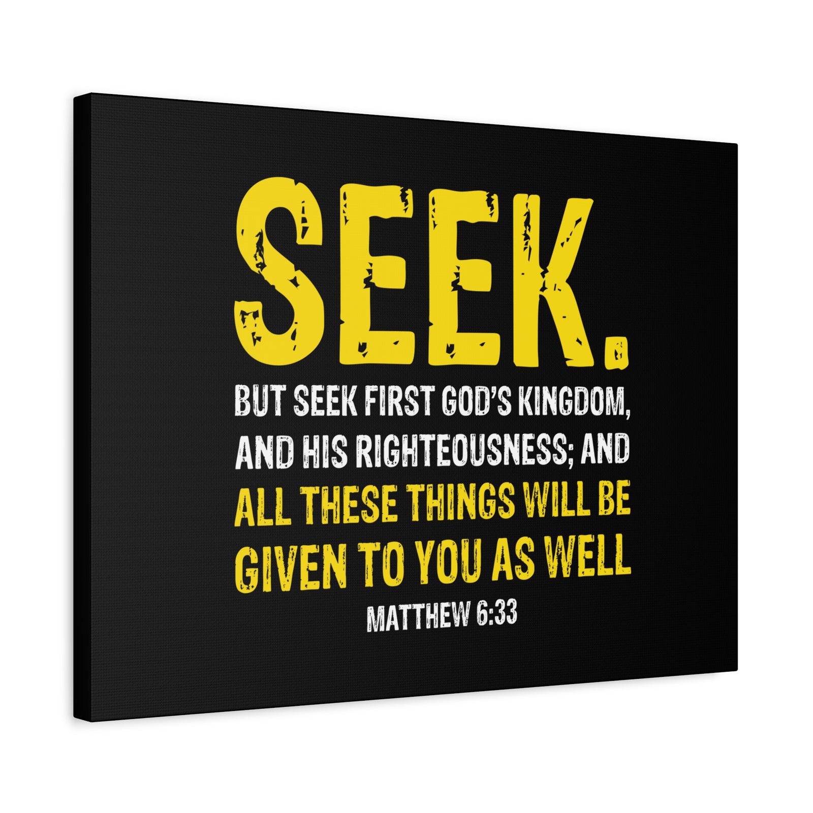 Scripture Walls Matthew 6:33 His Righteousness Yellow Black Christian Wall Art Bible Verse Print Ready to Hang-Express Your Love Gifts