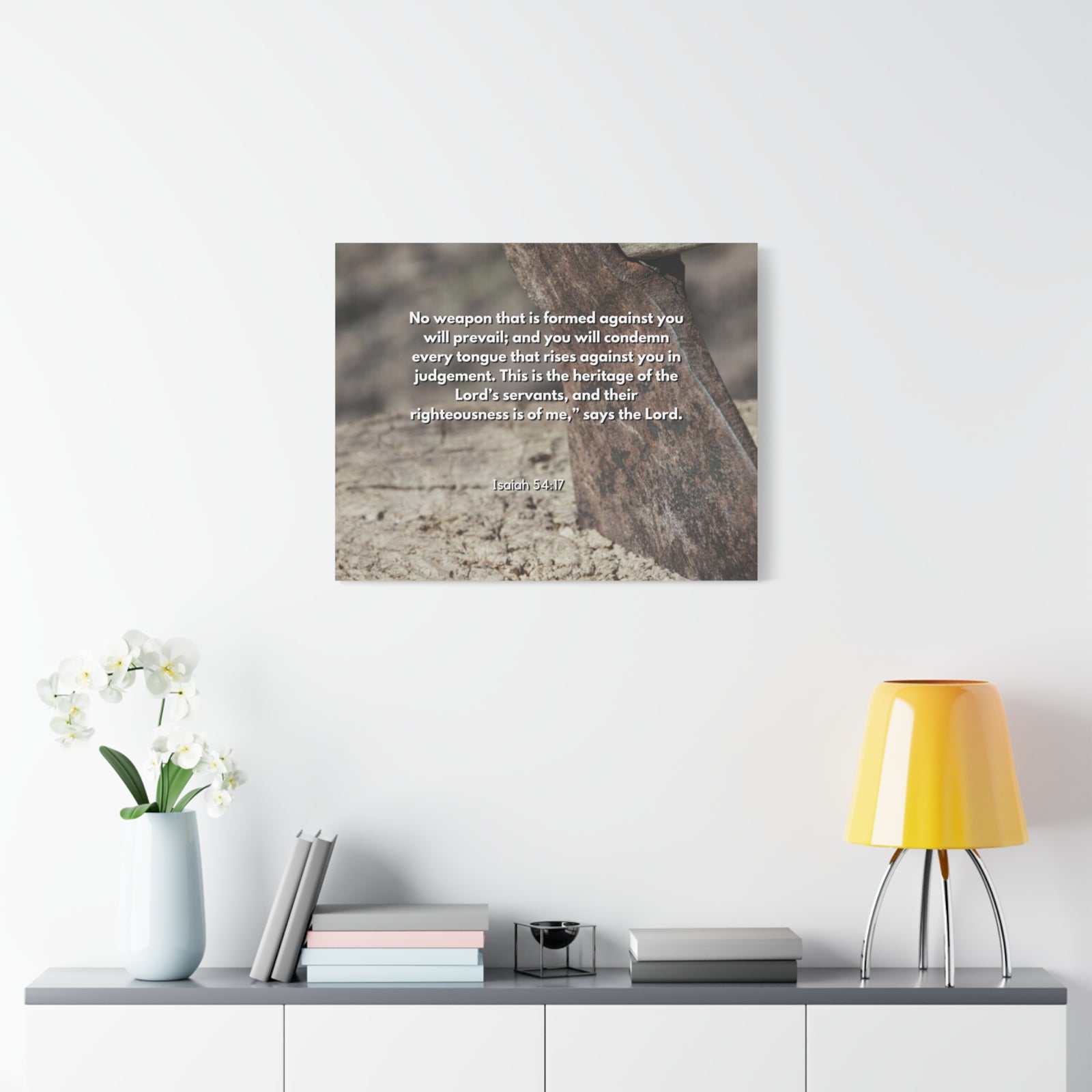 Scripture Canvas No Weapon Formed Isaiah 54:17 Christian Wall Art Bible Verse Print Ready to Hang-Express Your Love Gifts