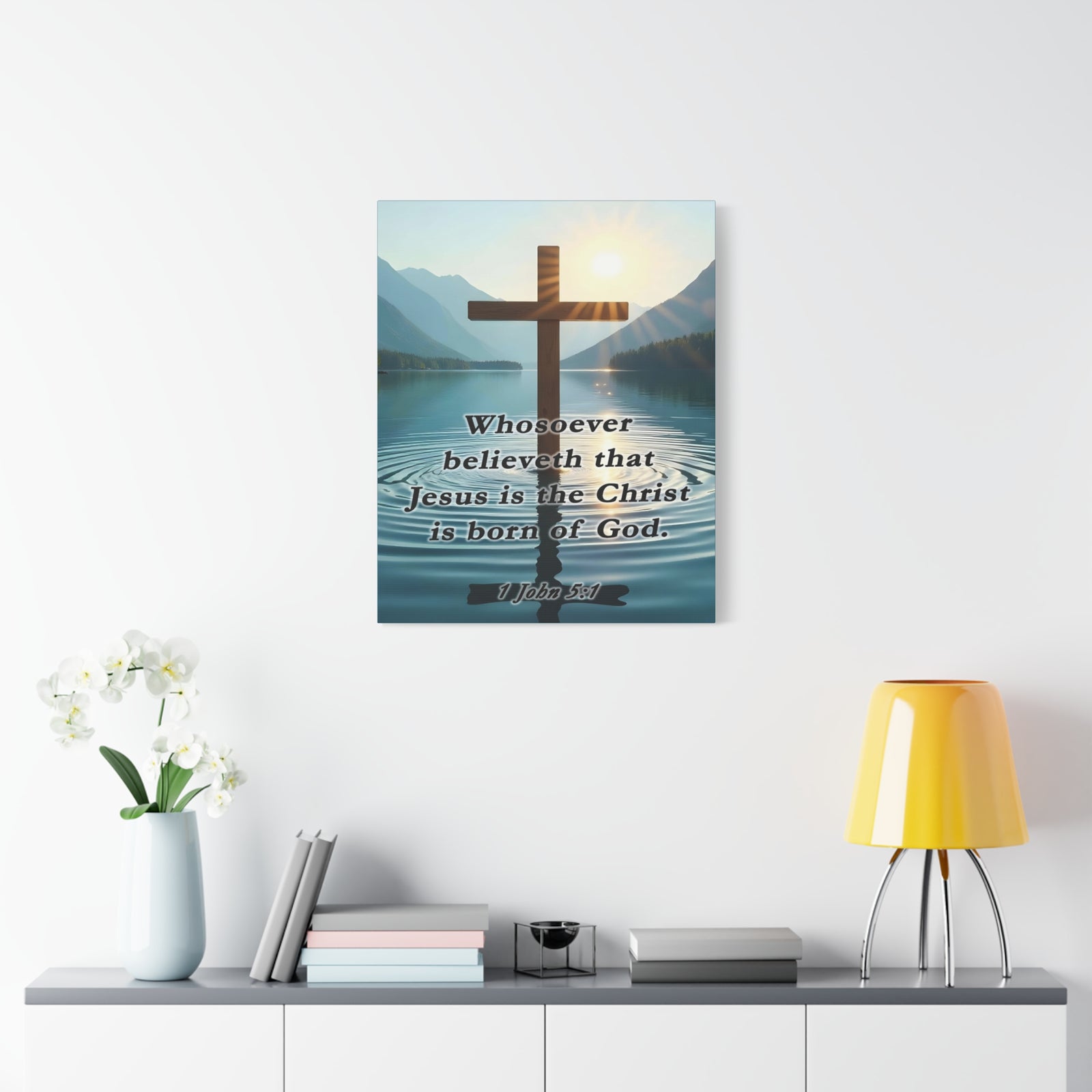 Scripture Walls 1 John 5:1 Jesus is The Christ Bible Verse Canvas Christian Wall Art Ready to Hang Unframed-Express Your Love Gifts