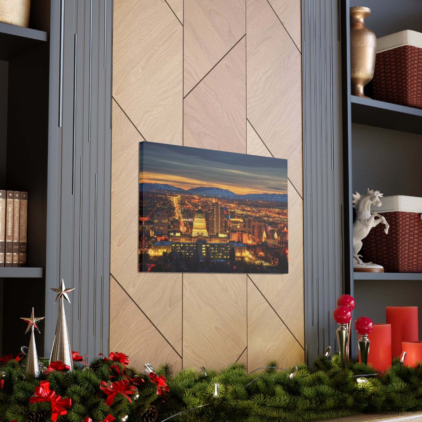 Salt Lake City Night Skyline Canvas Artwork High-Quality Breathtaking Stunning Cityscape for Home Decor Ready to Hang-Express Your Love Gifts