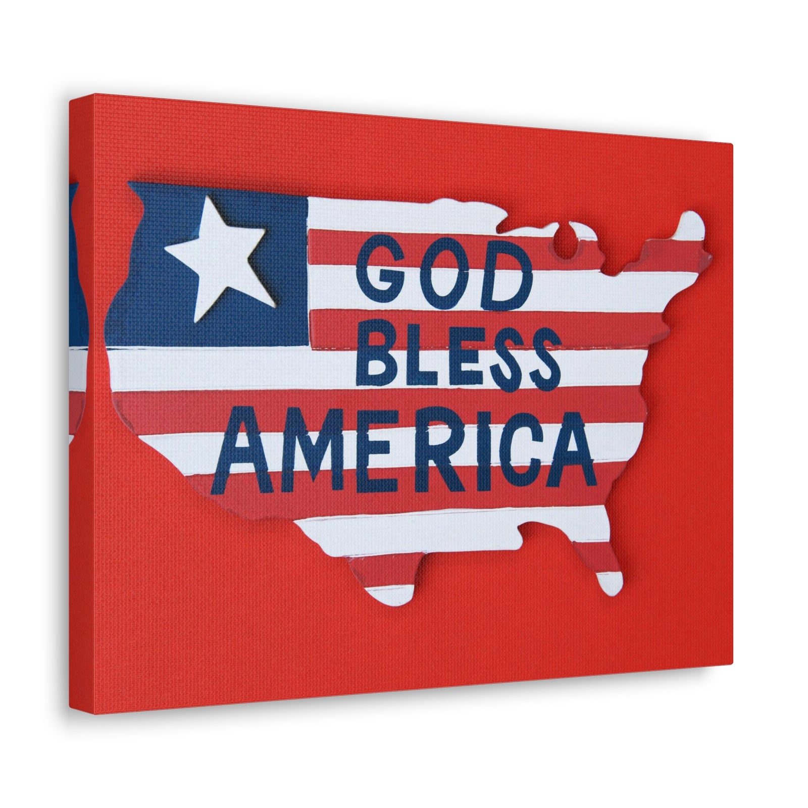 God Bless America Map of USA Canvas Wall Art for Home Decor Ready-to-Hang-Express Your Love Gifts