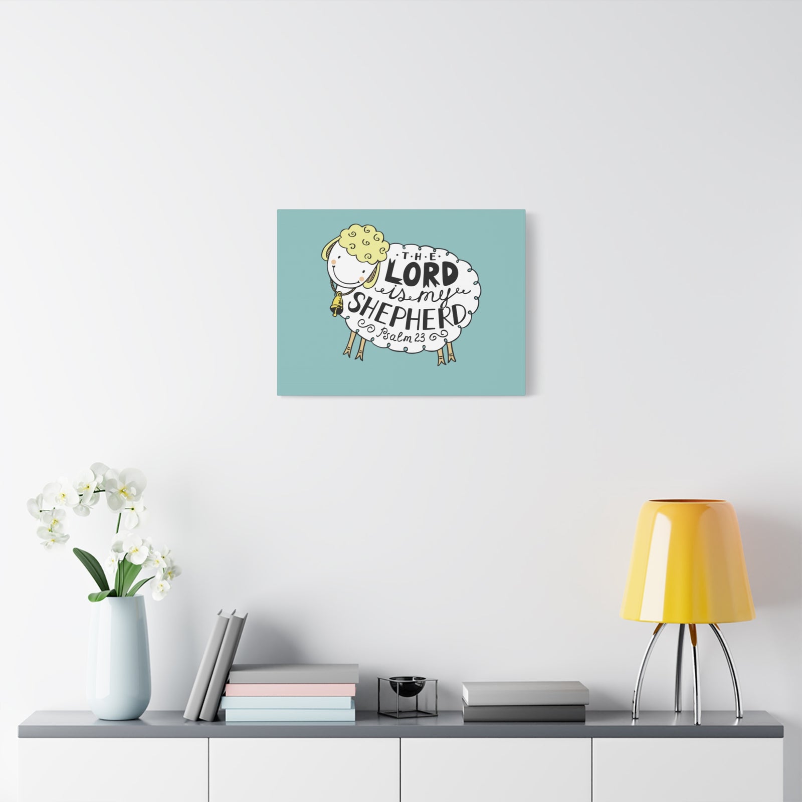 Scripture Canvas My Shepherd Sheep Psalm 23 Christian Wall Art Bible Verse Print Ready to Hang-Express Your Love Gifts