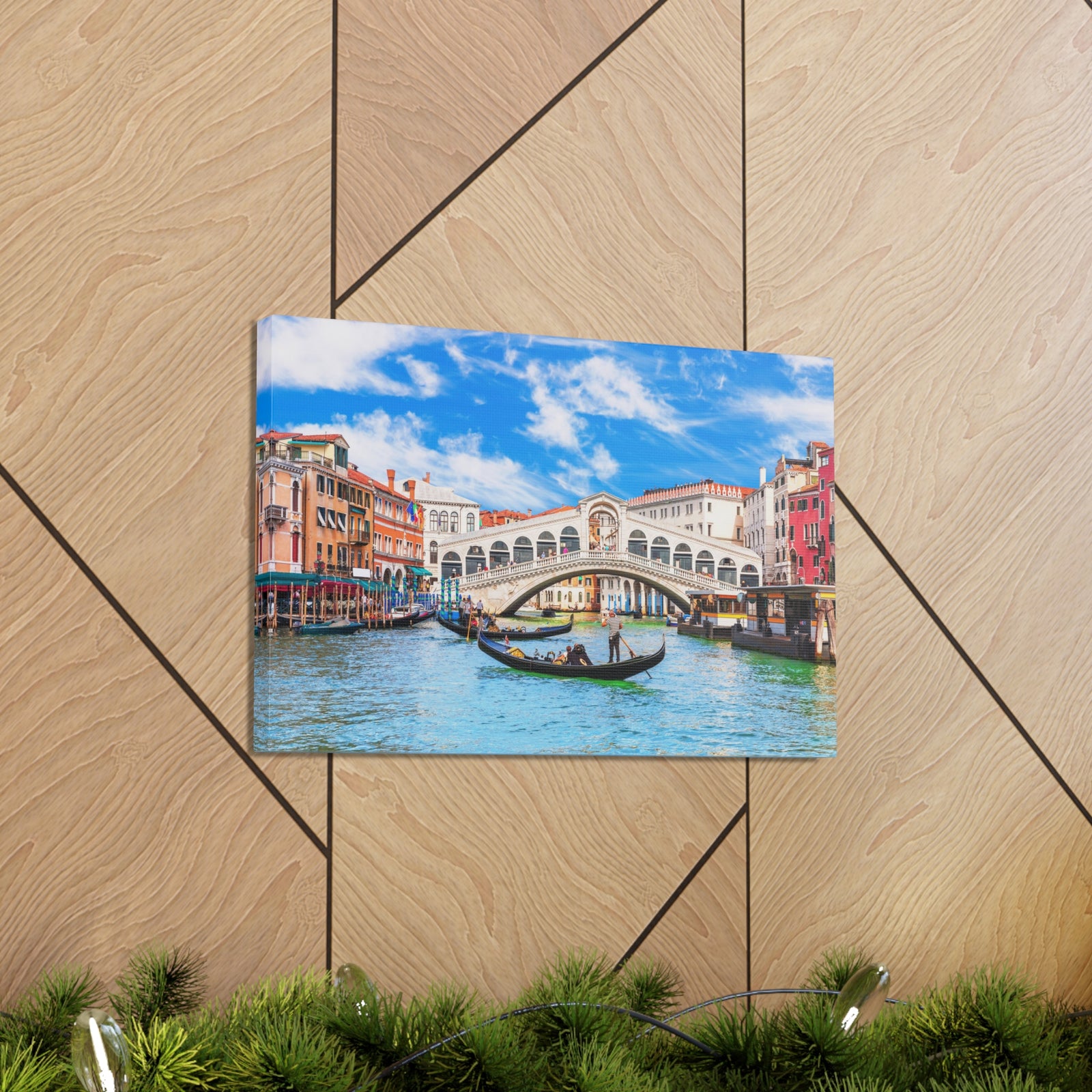 Rialto Bridge Venice Modern Multicolor Scenic Nature Photography Canvas Home Office Decor Ready to Hang-Express Your Love Gifts