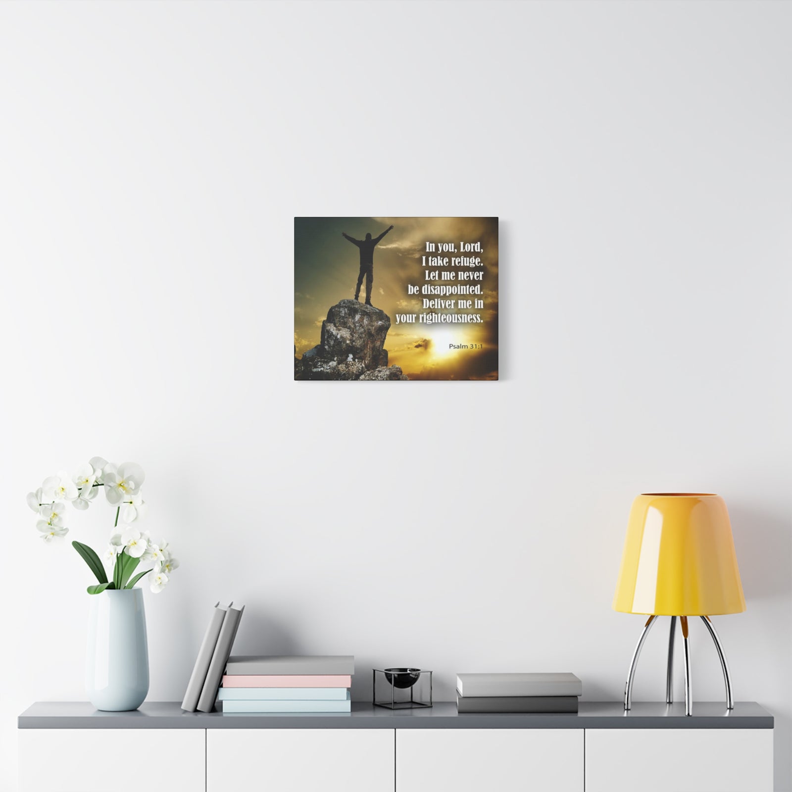 Scripture Canvas Never Be Disappointed Psalm 31:1 Christian Wall Art Bible Verse Print Ready to Hang-Express Your Love Gifts
