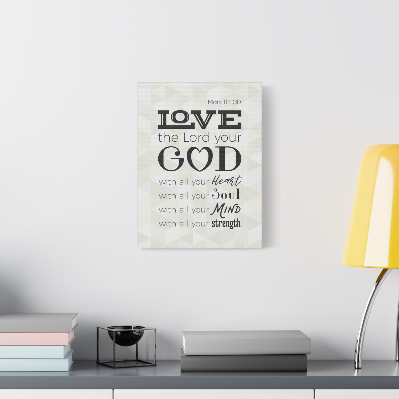 Scripture Canvas Love The Lord Your God Mark 12:30 Christian Wall Art Bible Verse Print Ready To Hang-Express Your Love Gifts
