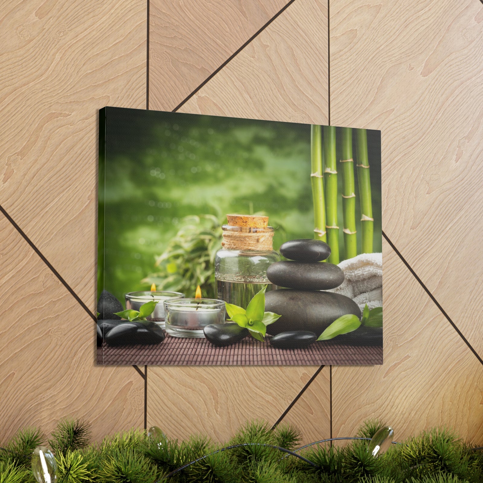 Massage Oil and Stones Forest Floral Nature Photography Canvas Wall Art for Home Decor Ready-to-Hang-Express Your Love Gifts