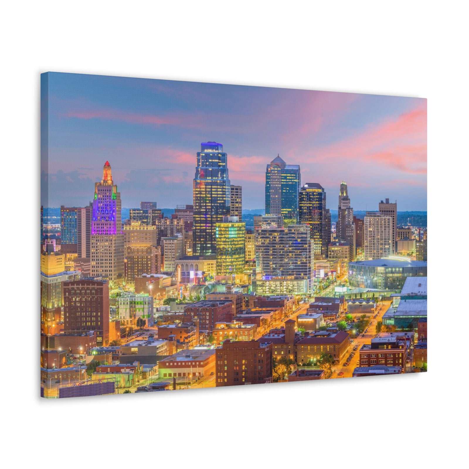 Kansas City Night Skyline Canvas Artwork High-Quality Breathtaking Stunning Cityscape for Home Decor Ready to Hang-Express Your Love Gifts