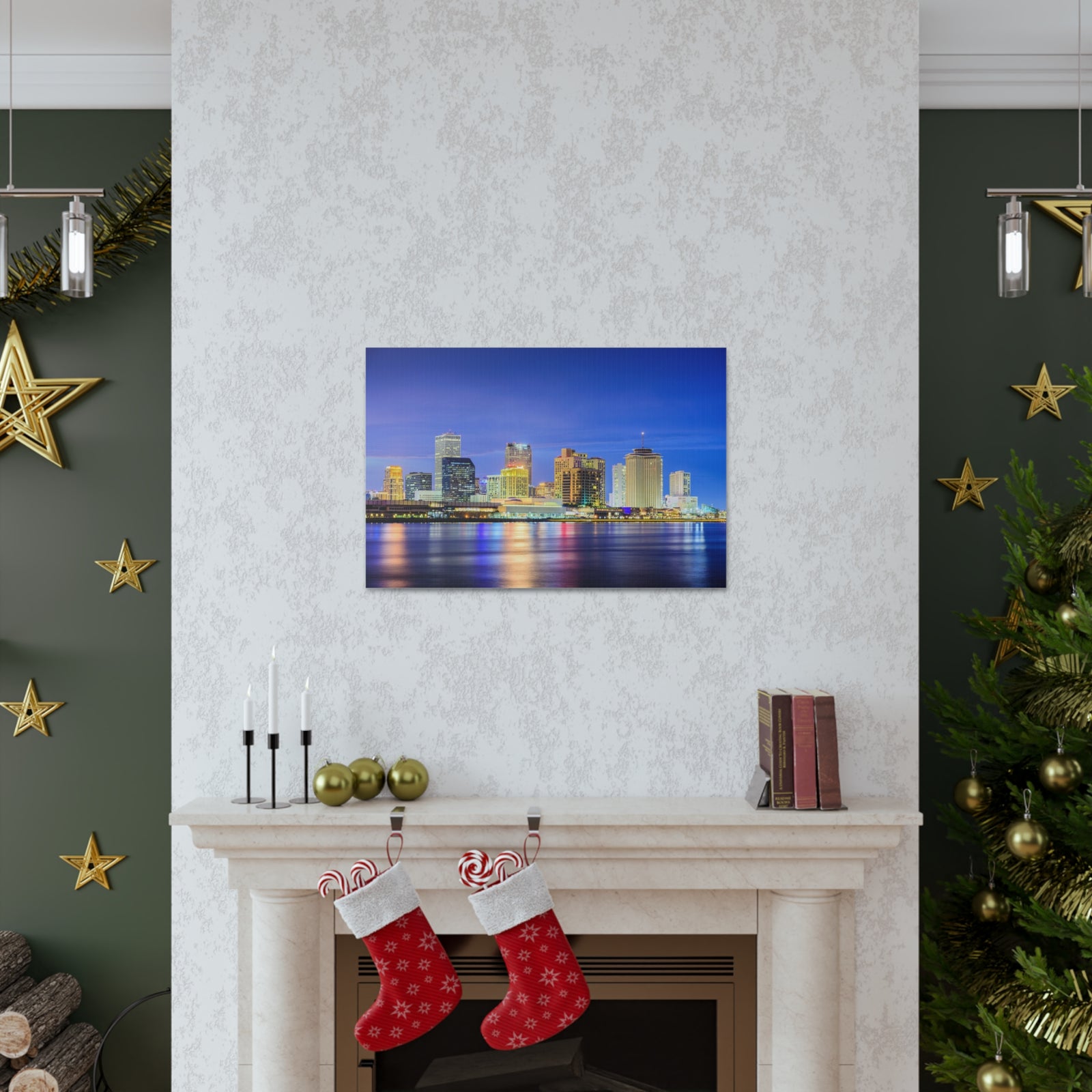New Orleans Night Skyline Canvas Artwork High-Quality Breathtaking Stunning Cityscape for Home Decor Ready to Hang-Express Your Love Gifts