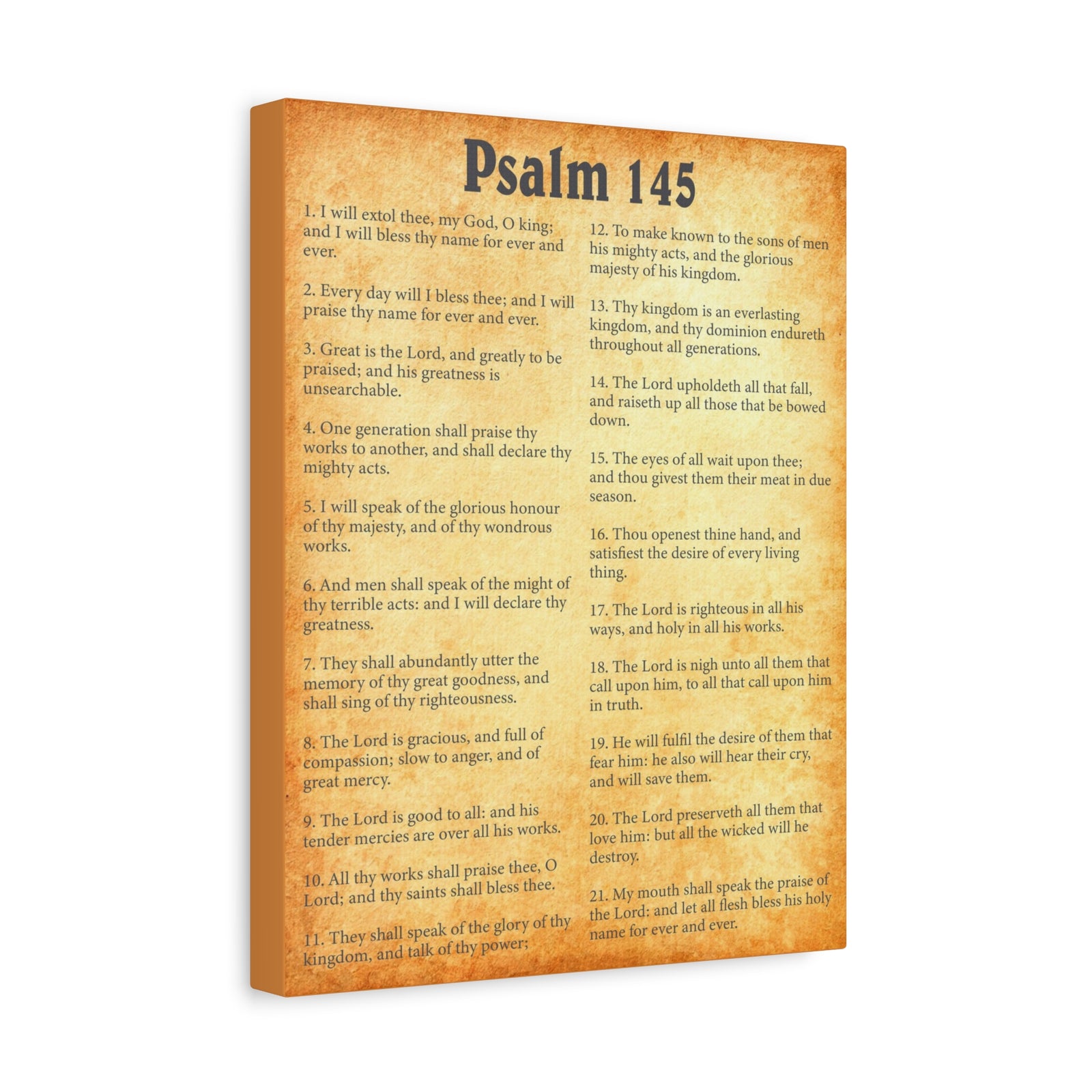 Scripture Walls Psalm 145 Gold Bible Chapter Canvas Christian Wall Art Ready to Hang-Express Your Love Gifts