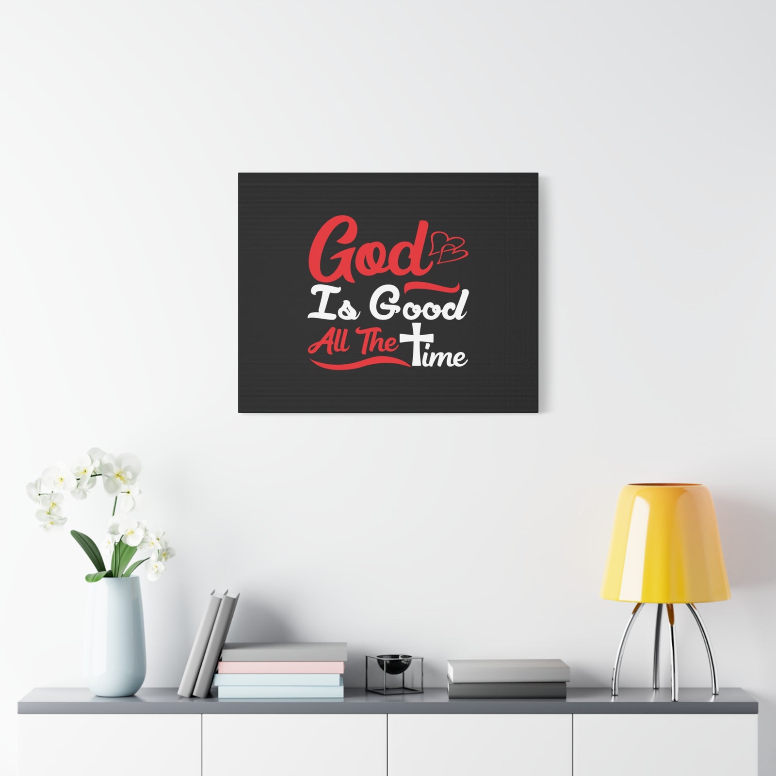 Scripture Canvas God Is Good All The Time Psalm 100:5 Christian Wall Art Bible Verse Print Ready to Hang-Express Your Love Gifts