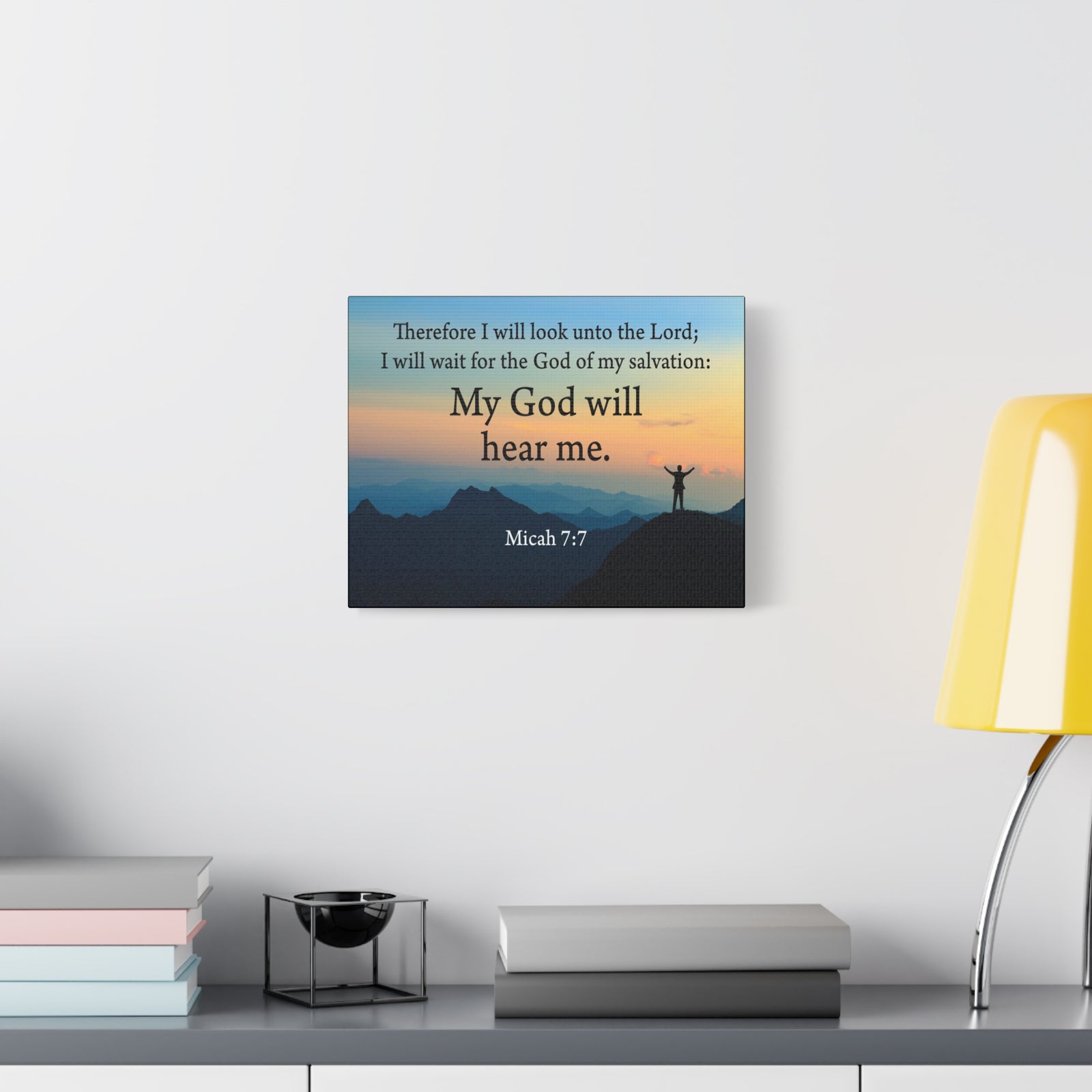 Scripture Walls My God Will Hear Me Micah 7:7 Bible Verse Canvas Christian Wall Art Ready to Hang-Express Your Love Gifts
