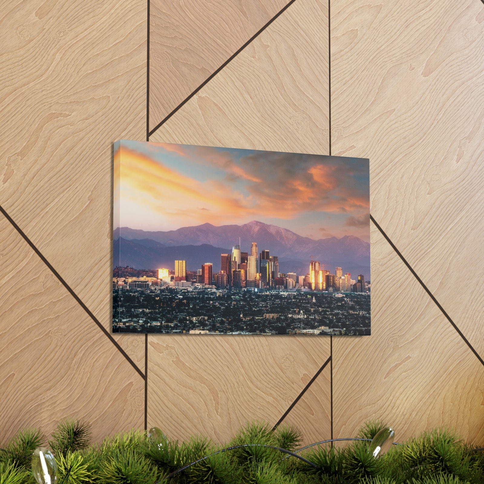 Los Angeles Daytime Skyline Canvas Artwork High-Quality Breathtaking Stunning Cityscape for Home Decor Ready to Hang-Express Your Love Gifts