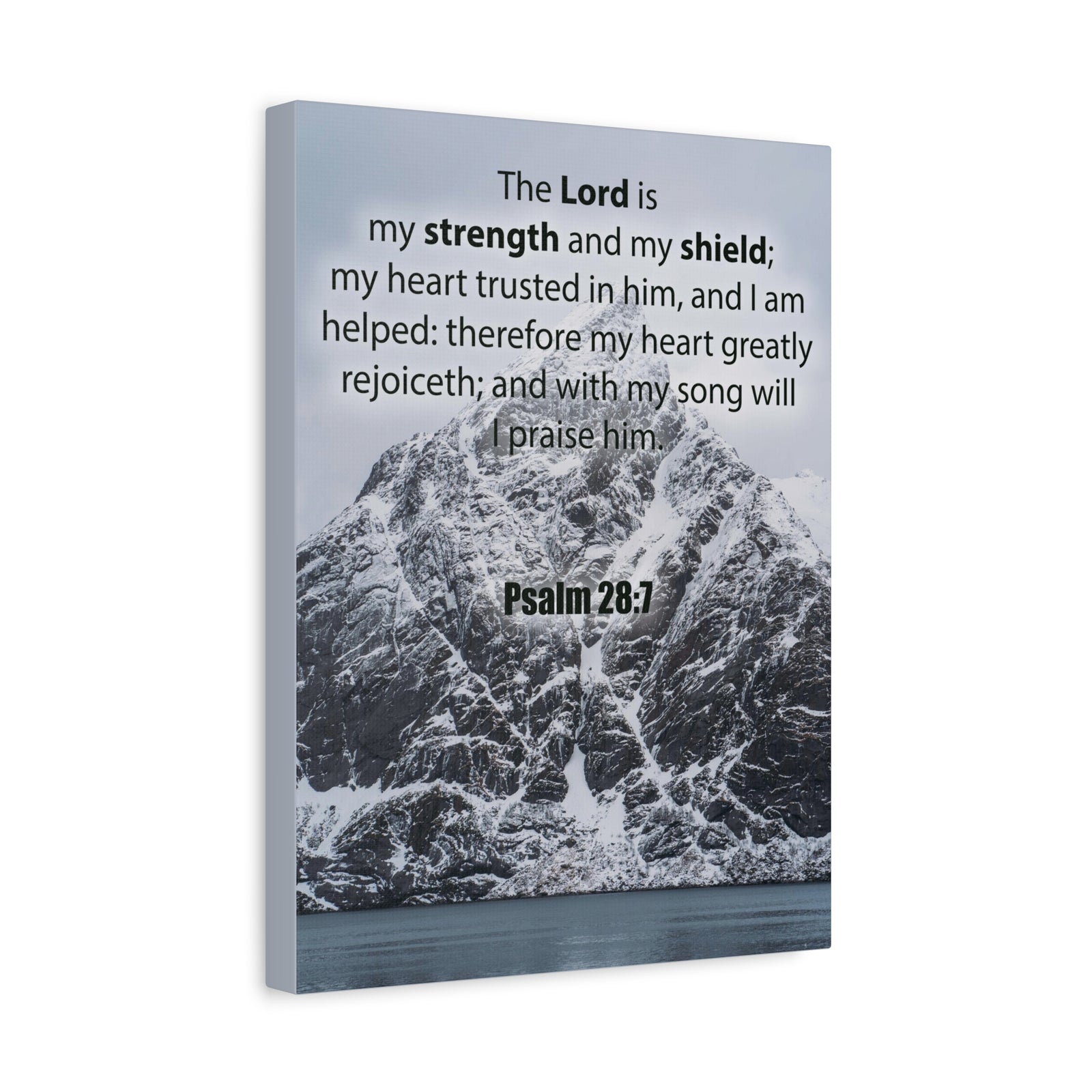 Bible Verse CanvasThe Lord is My Strength and Shield Psalm 28:7 Christian Home Decor Scripture Art-Express Your Love Gifts